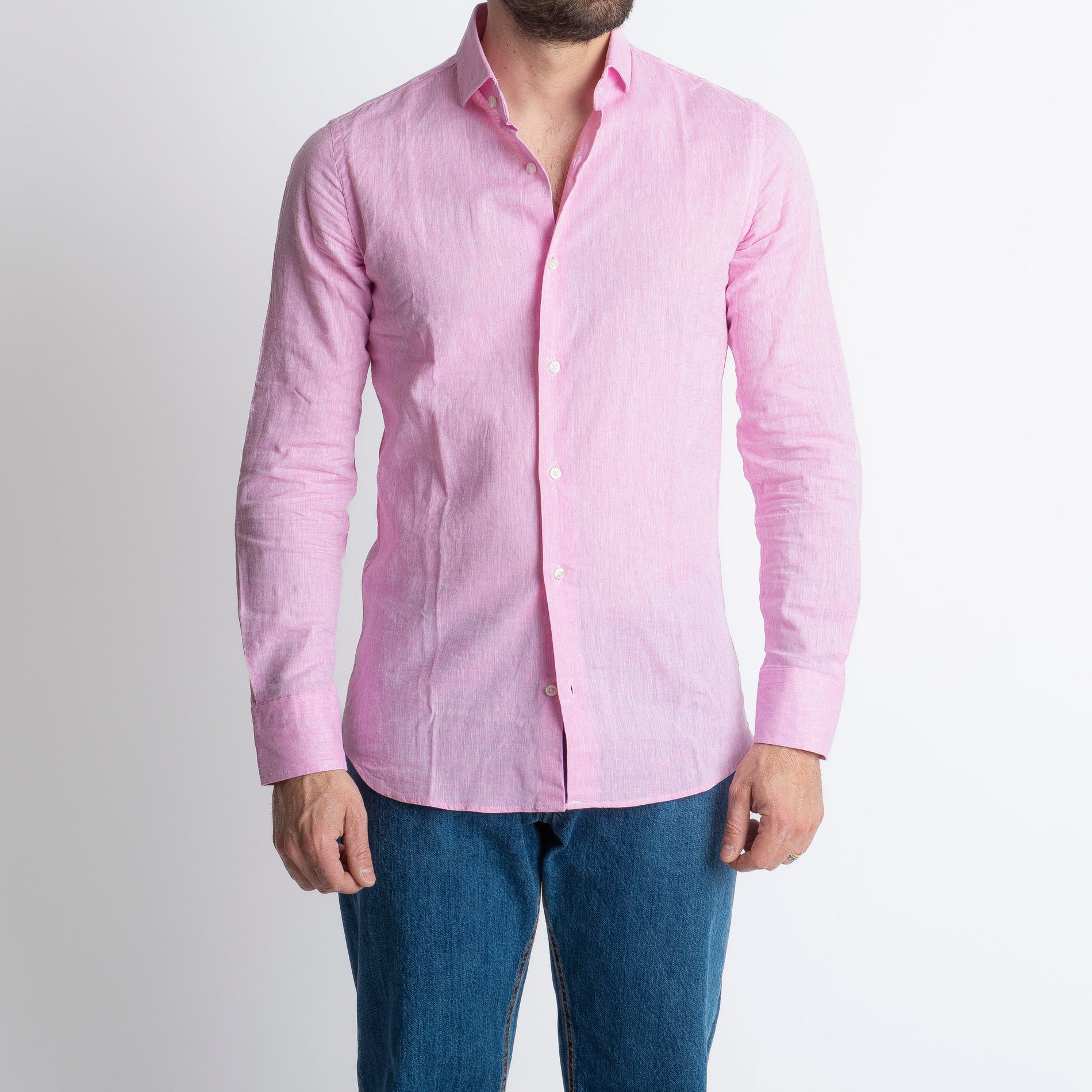 Camicia in Lino Rosa
