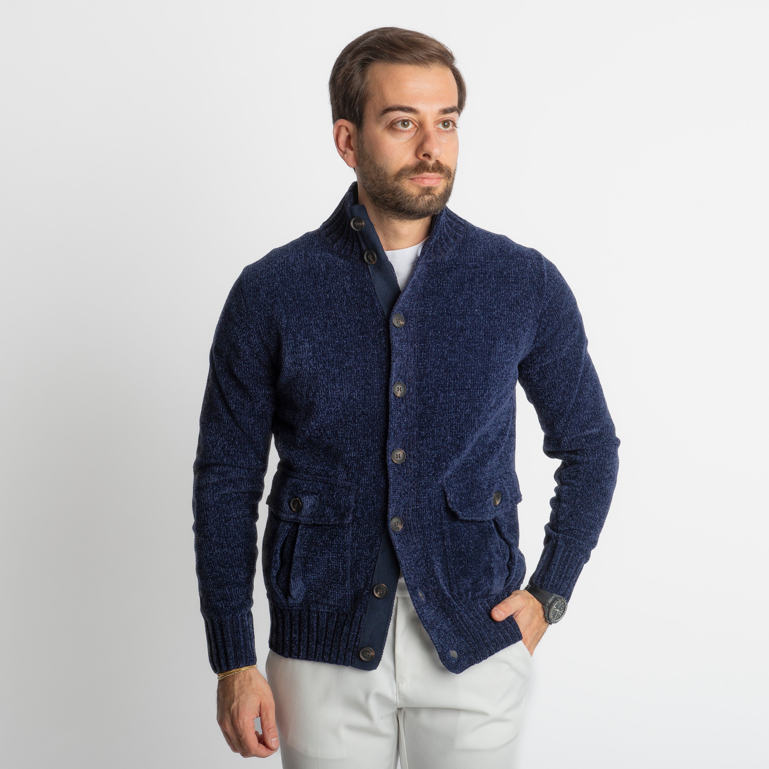 Maglione Saint Moritz In Ciniglia Blu