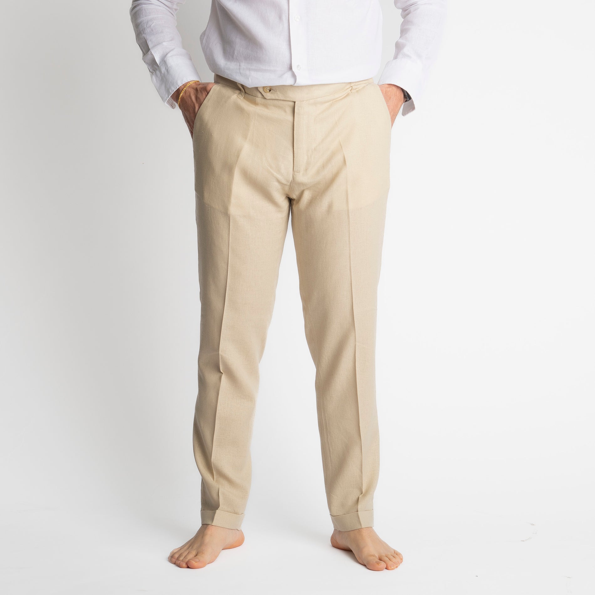 Pantalone TO8008 Miller in Lino Beige