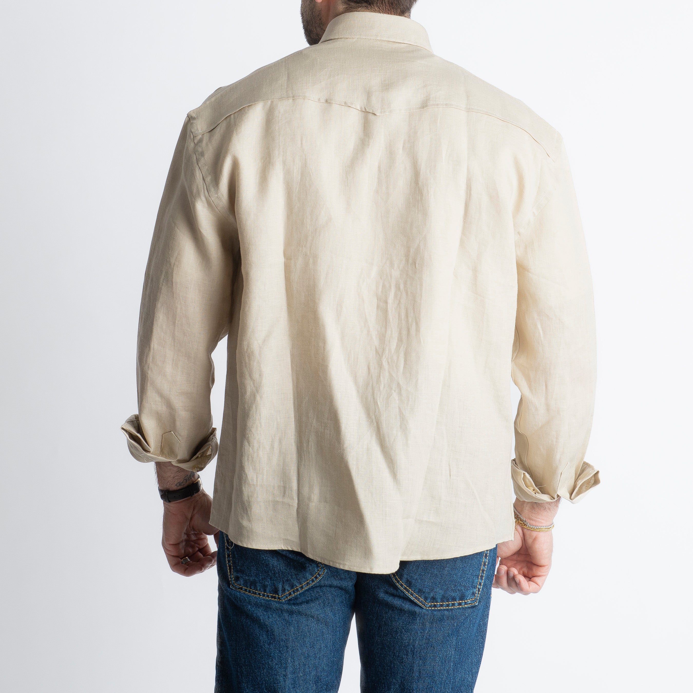 Camicia 100% Lino Irlandese Over Beige