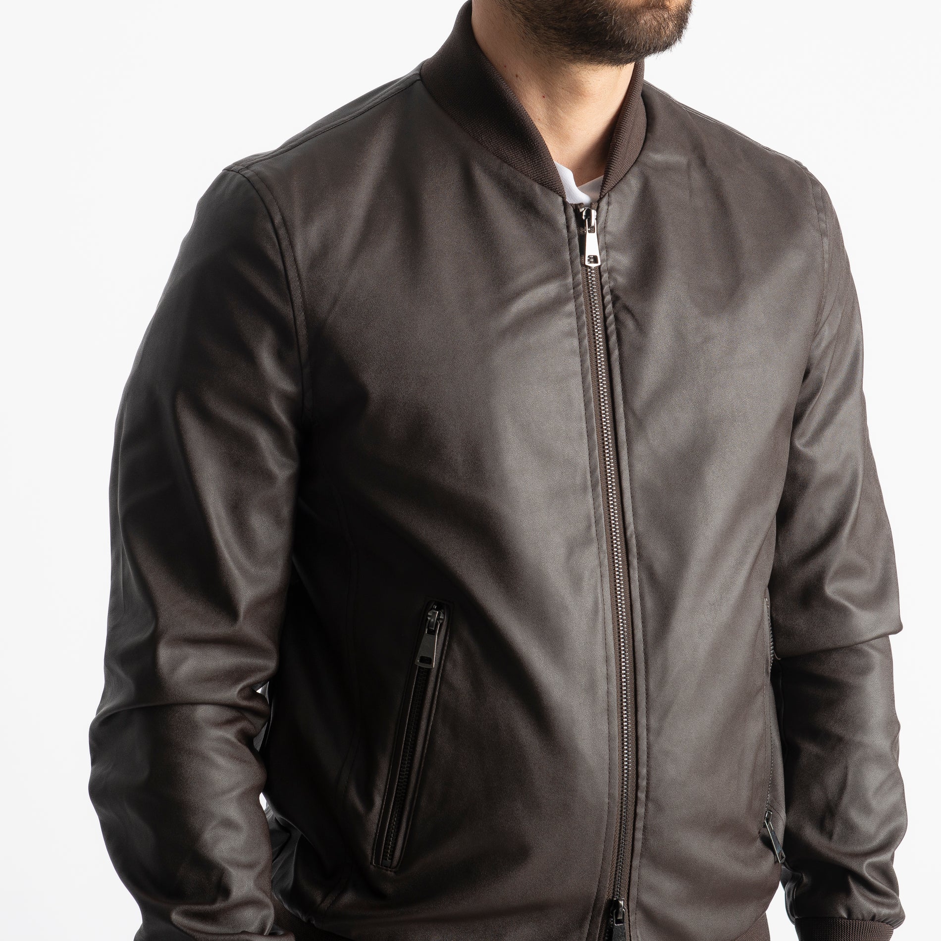 Giubbotto Varsity In Ecopelle Moro