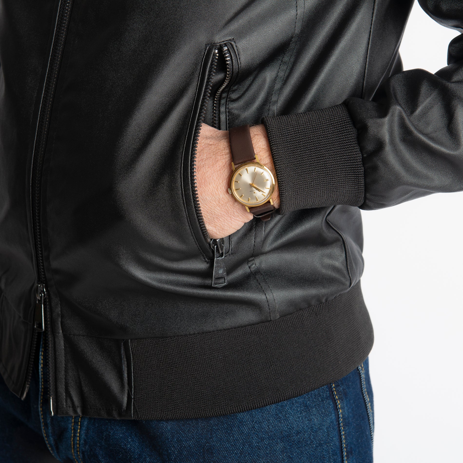 Giubbotto Varsity In Ecopelle Nero