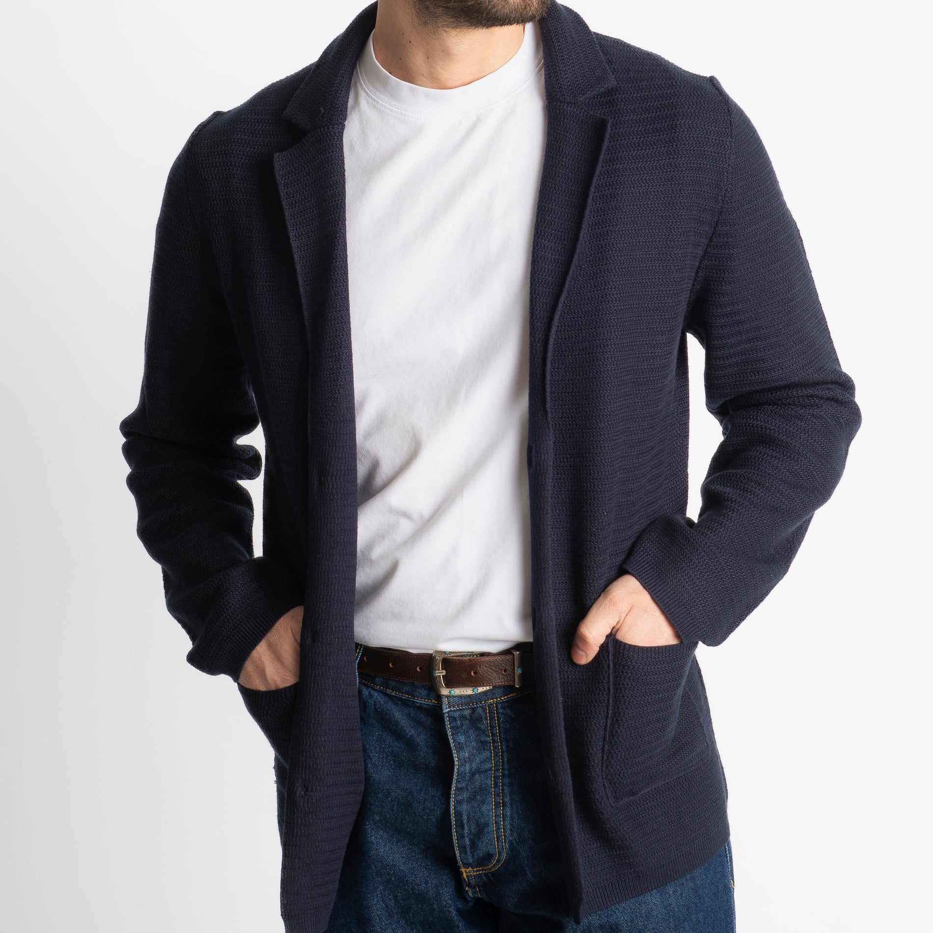 Giacca In Maglia Blu