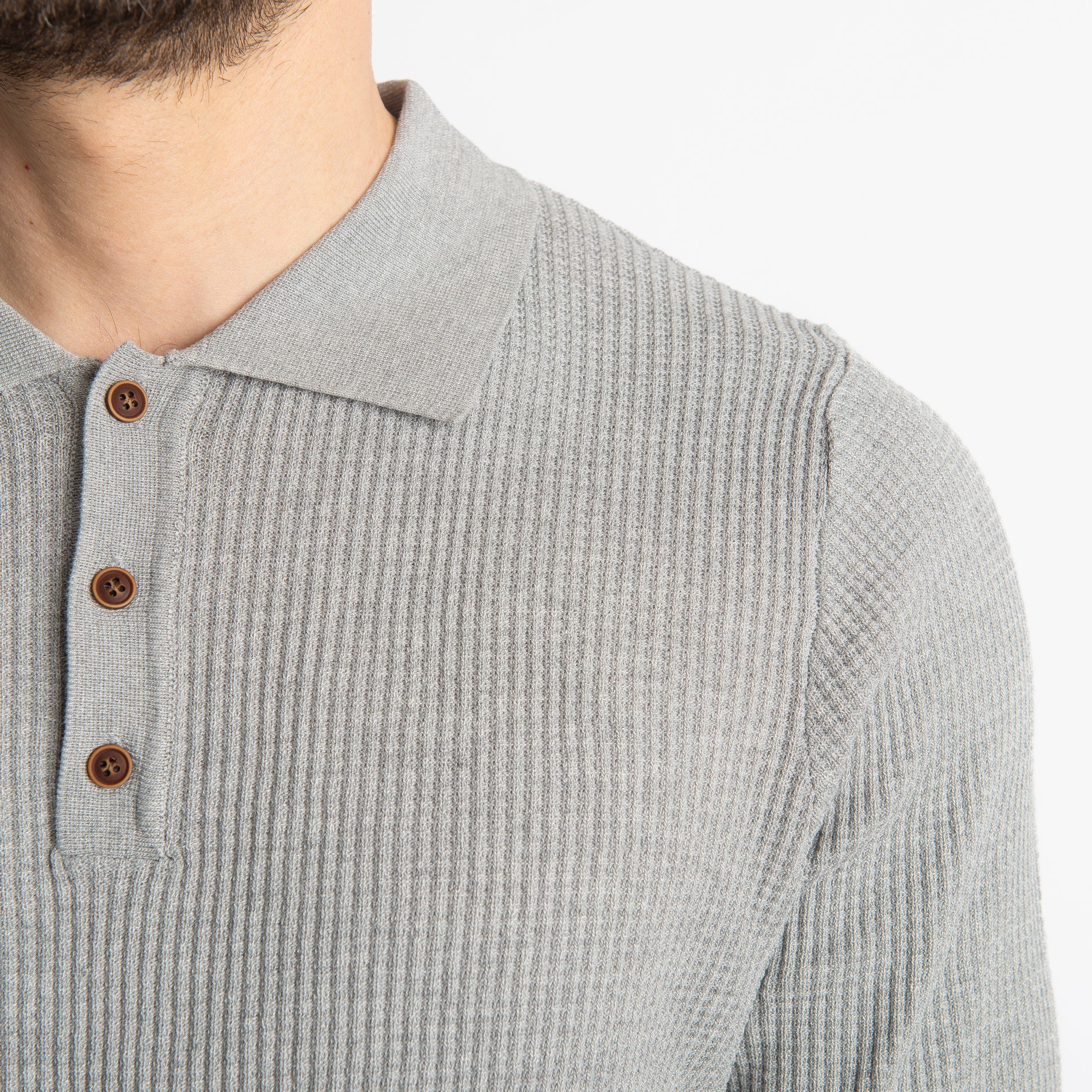 Polo Nido D' Ape 1019 Manica Lungha Grigio