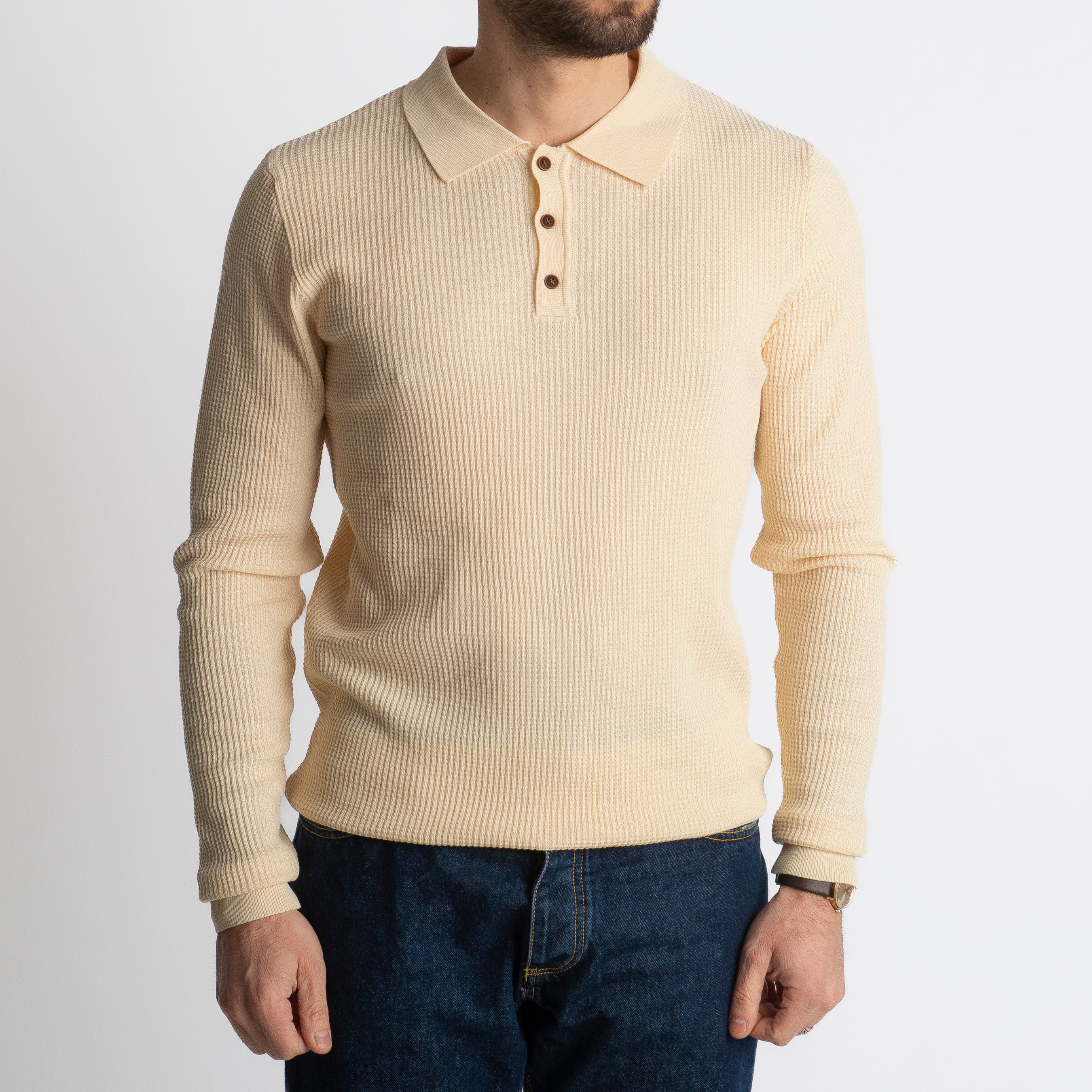 Polo Nido D' Ape 1019 Manica Lungha Begie