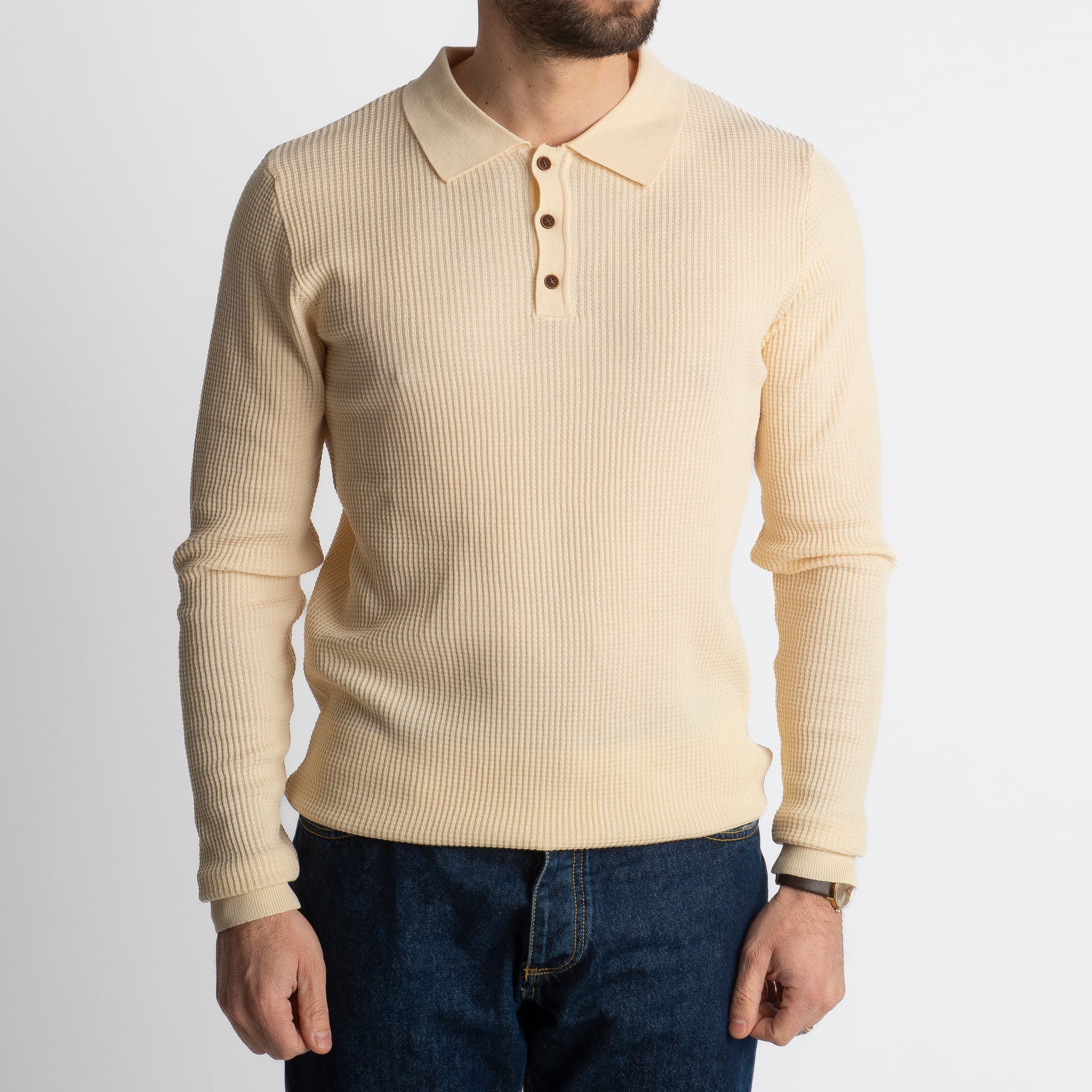 Polo Nido D' Ape 1019 Manica Lungha Begie