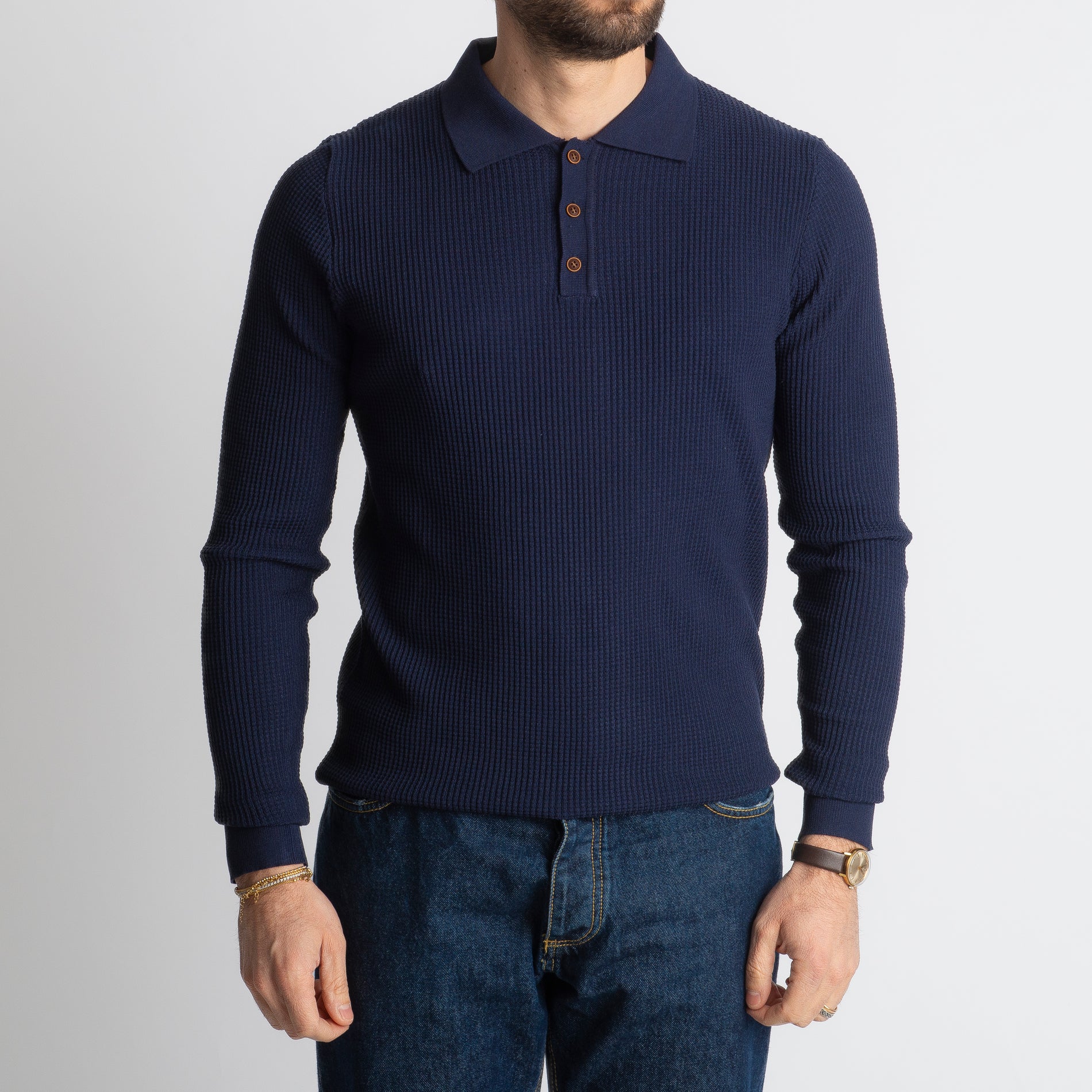Polo Nido D' Ape 1019 Manica Lungha Blu