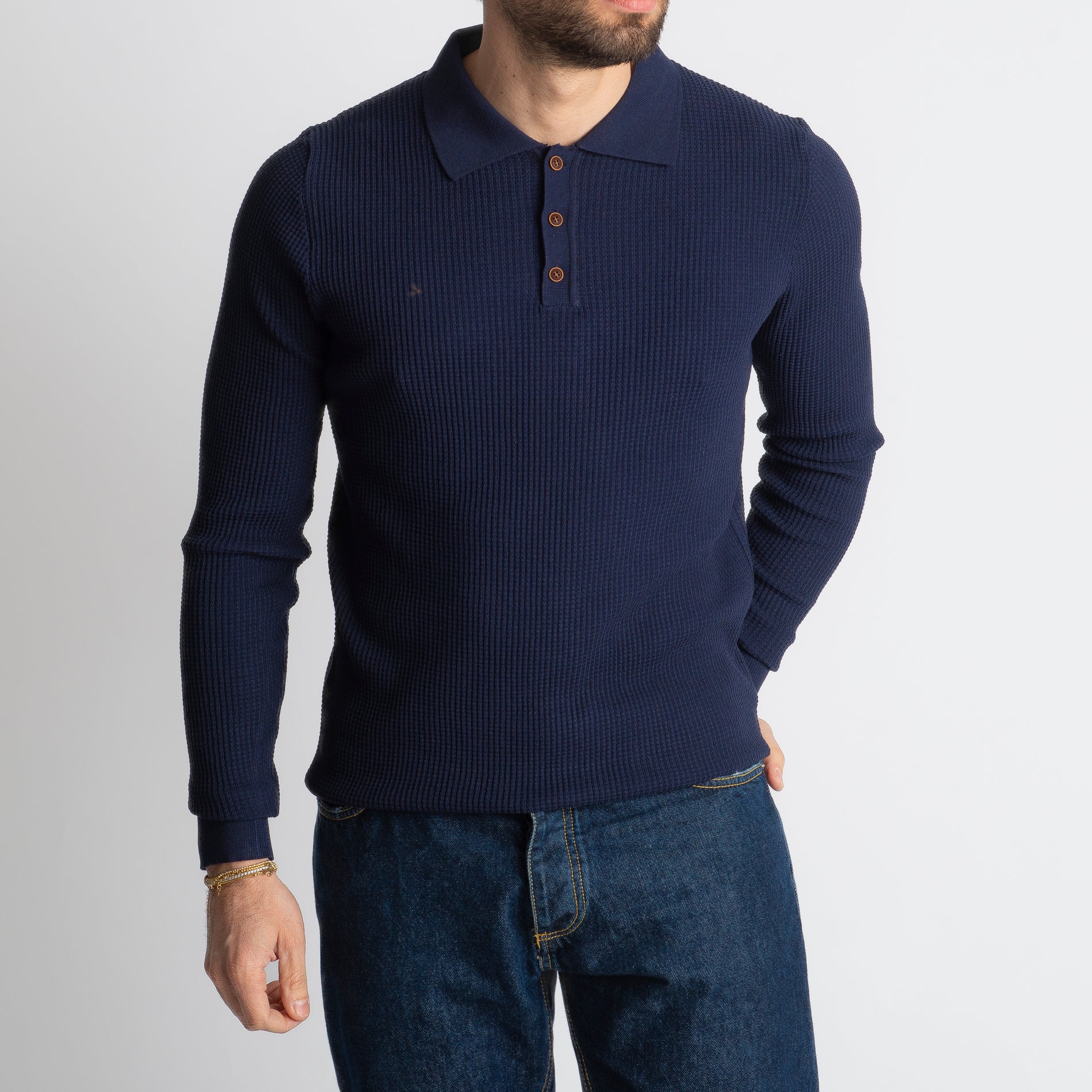 Polo Nido D' Ape 1019 Manica Lungha Blu