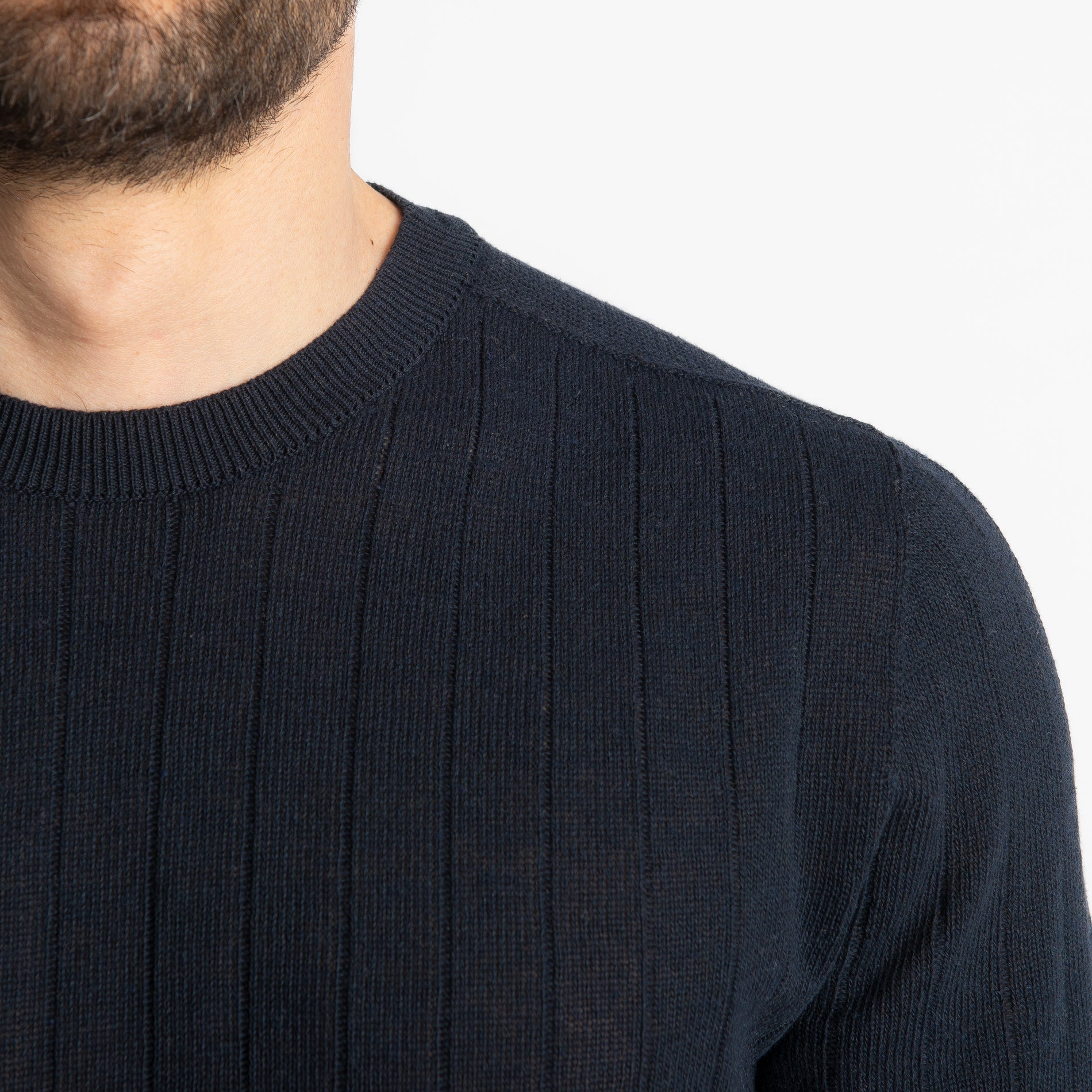 T-shirt In Filo A Coste Blu