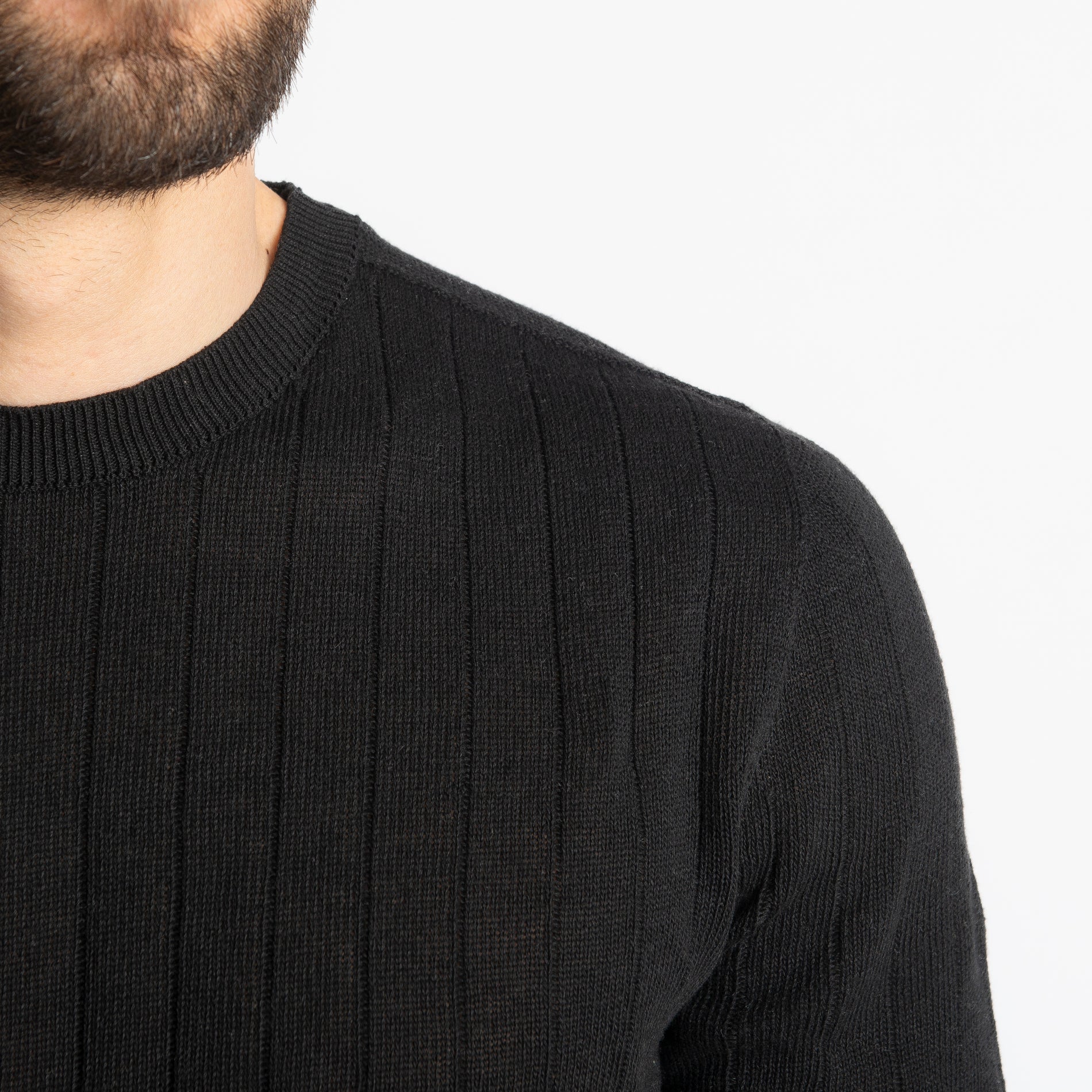 T-shirt In Filo A Coste Nero
