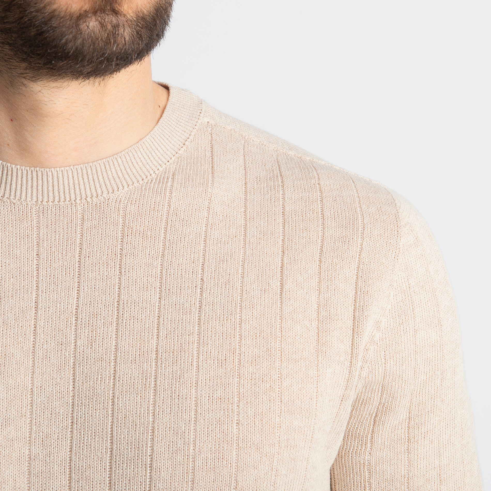 T-shirt In Filo A Coste Beige