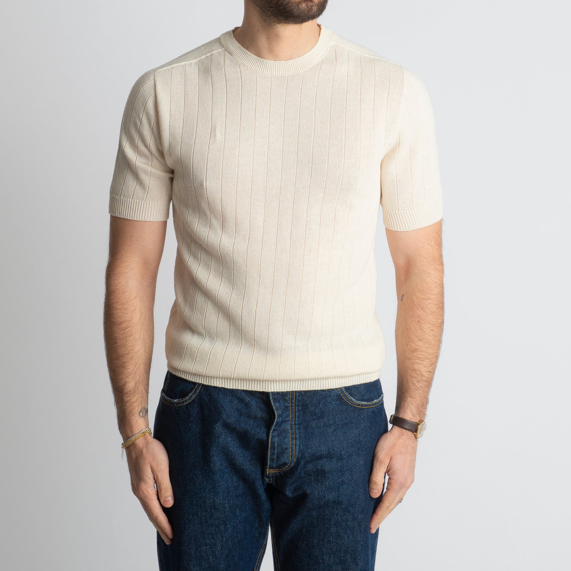 T-shirt In Filo A Coste Burro