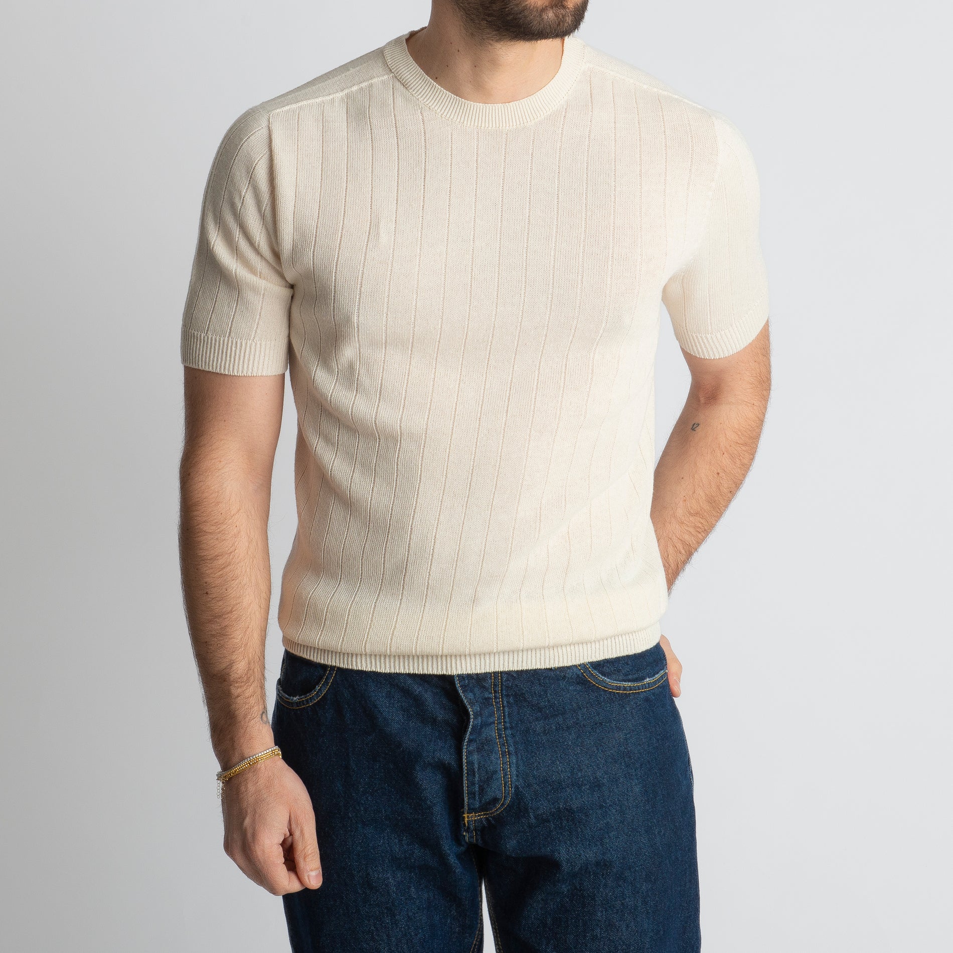 T-shirt In Filo A Coste Burro