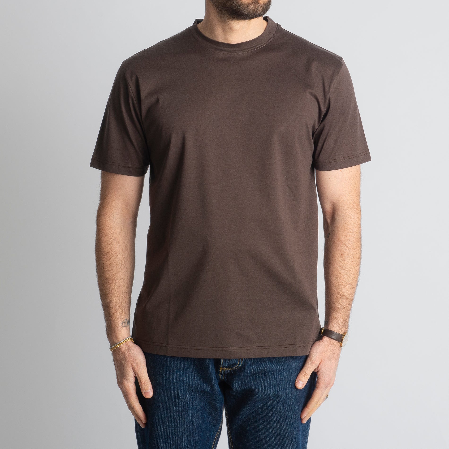 T-shirt In Filo Di Scozia Mercerizzato Moro