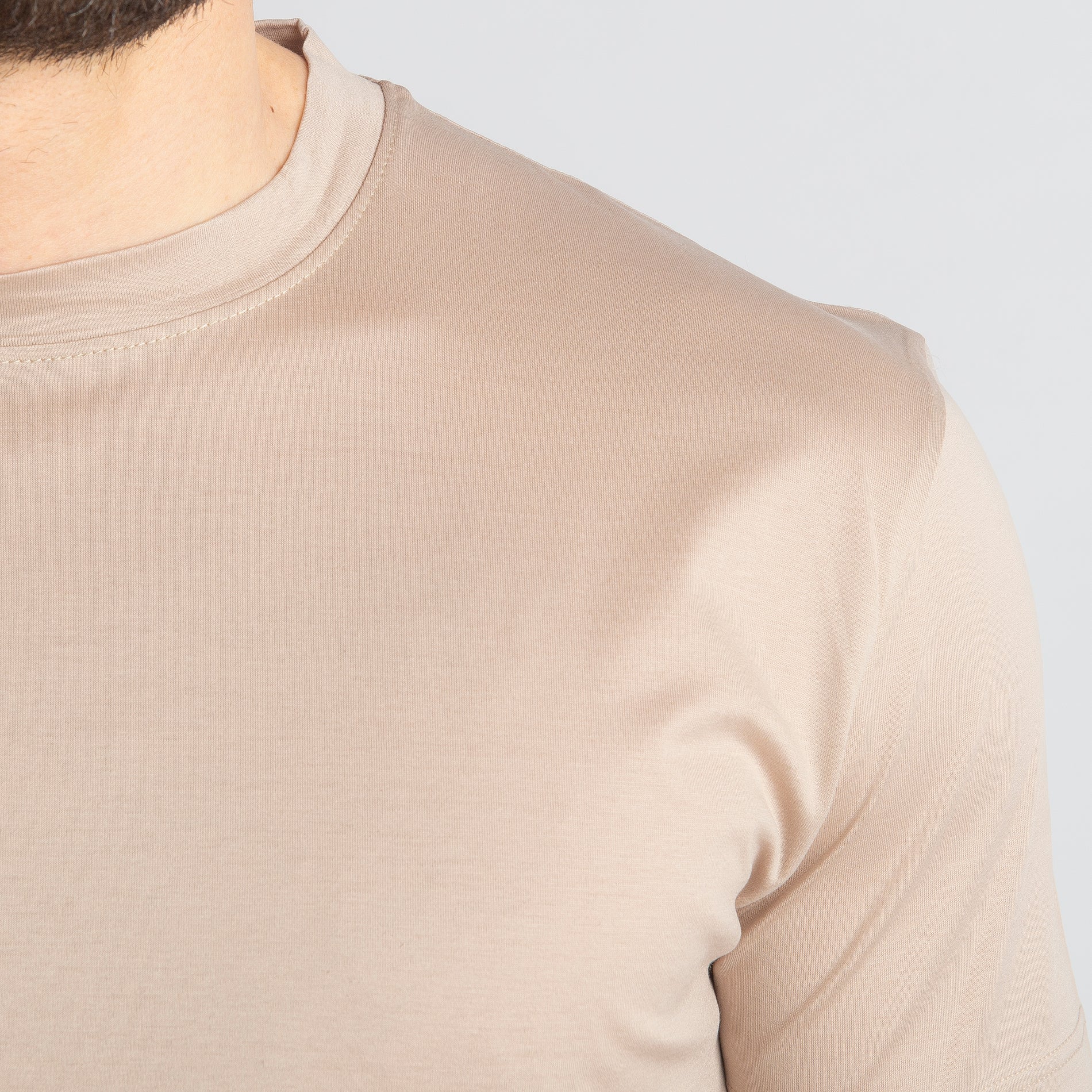 T-shirt In Filo Di Scozia Mercerizzato Beige