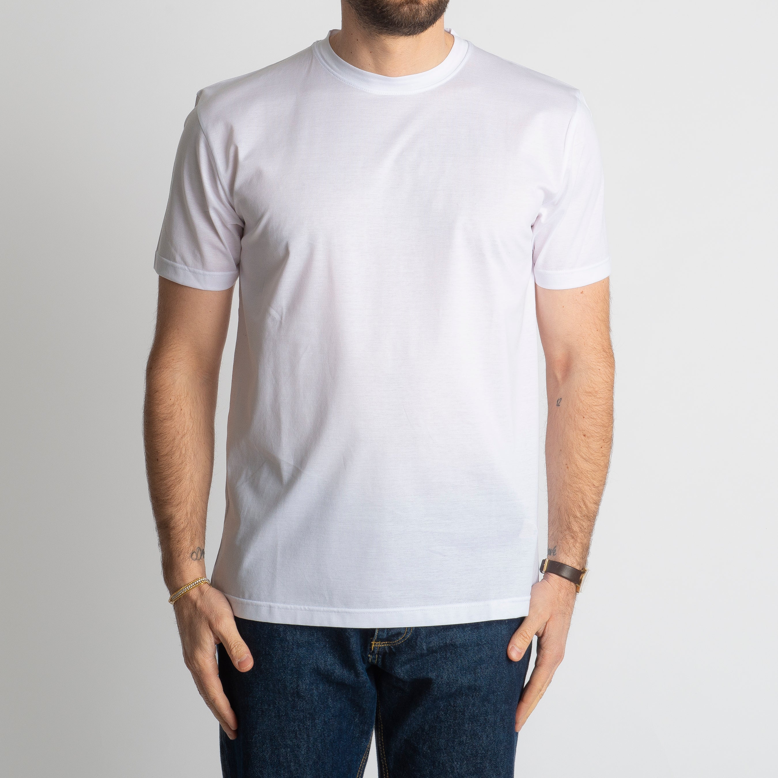 T-shirt In Filo Di Scozia Mercerizzato Bianco