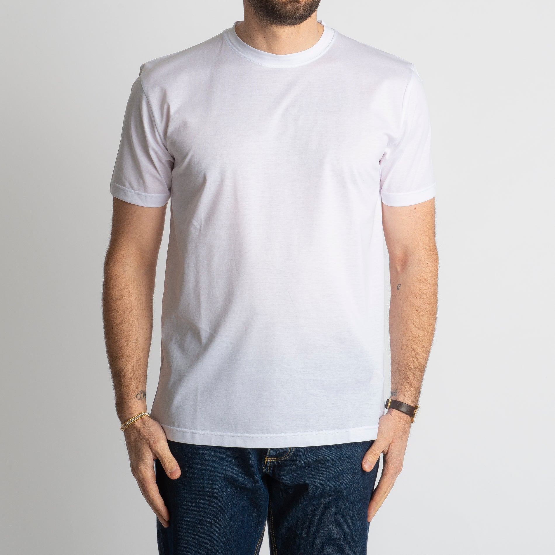 T-shirt In Filo Di Scozia Mercerizzato Bianco