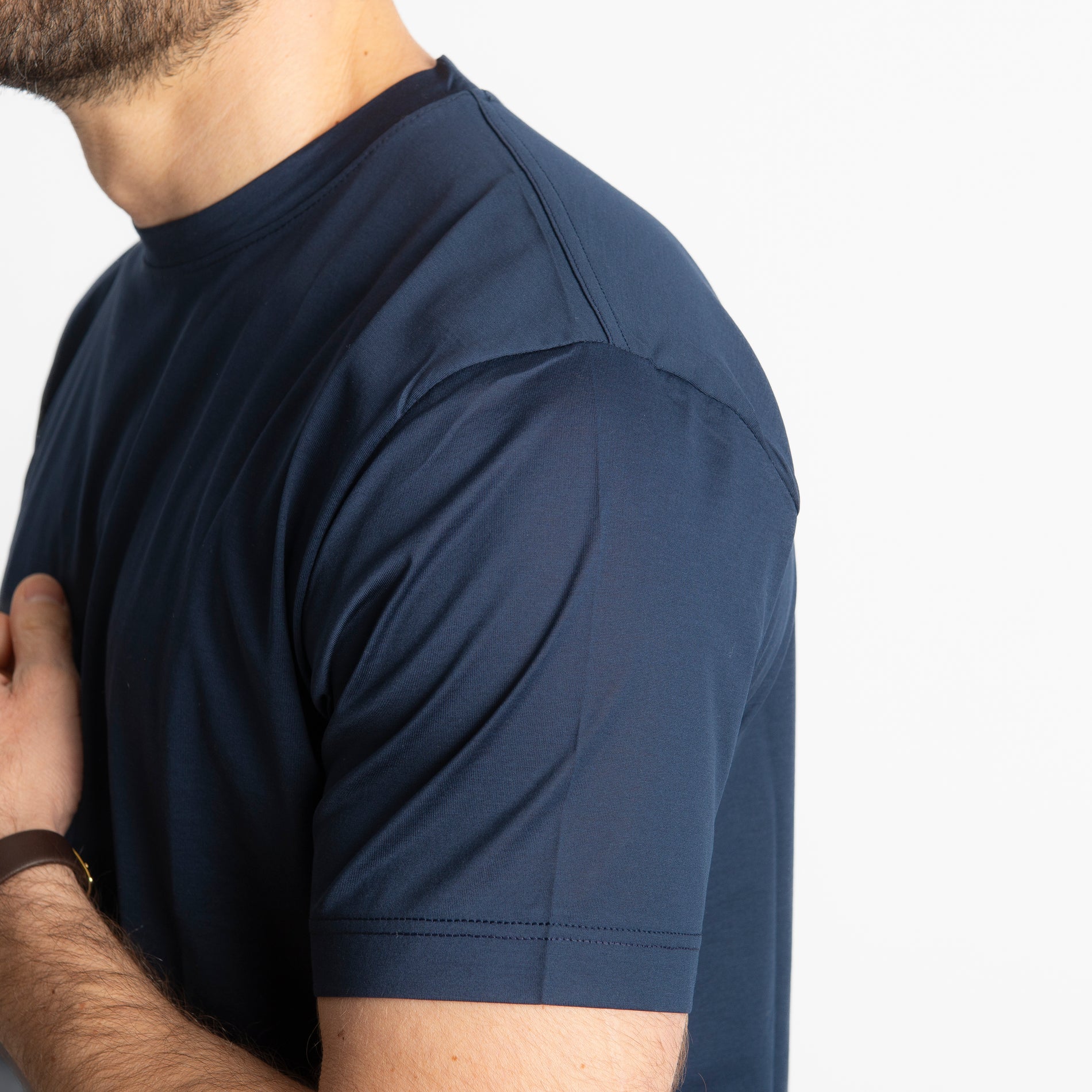 T-shirt In Filo Di Scozia Mercerizzato Blu