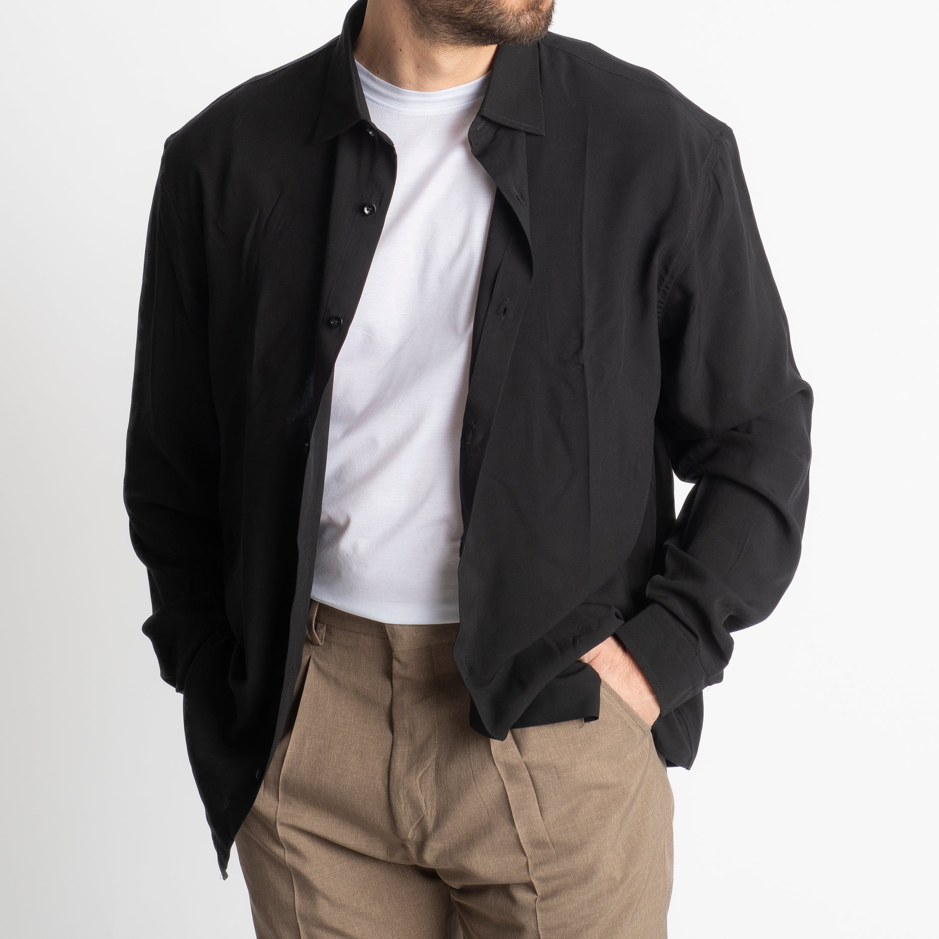 Camicia in Viscosa Over Nero