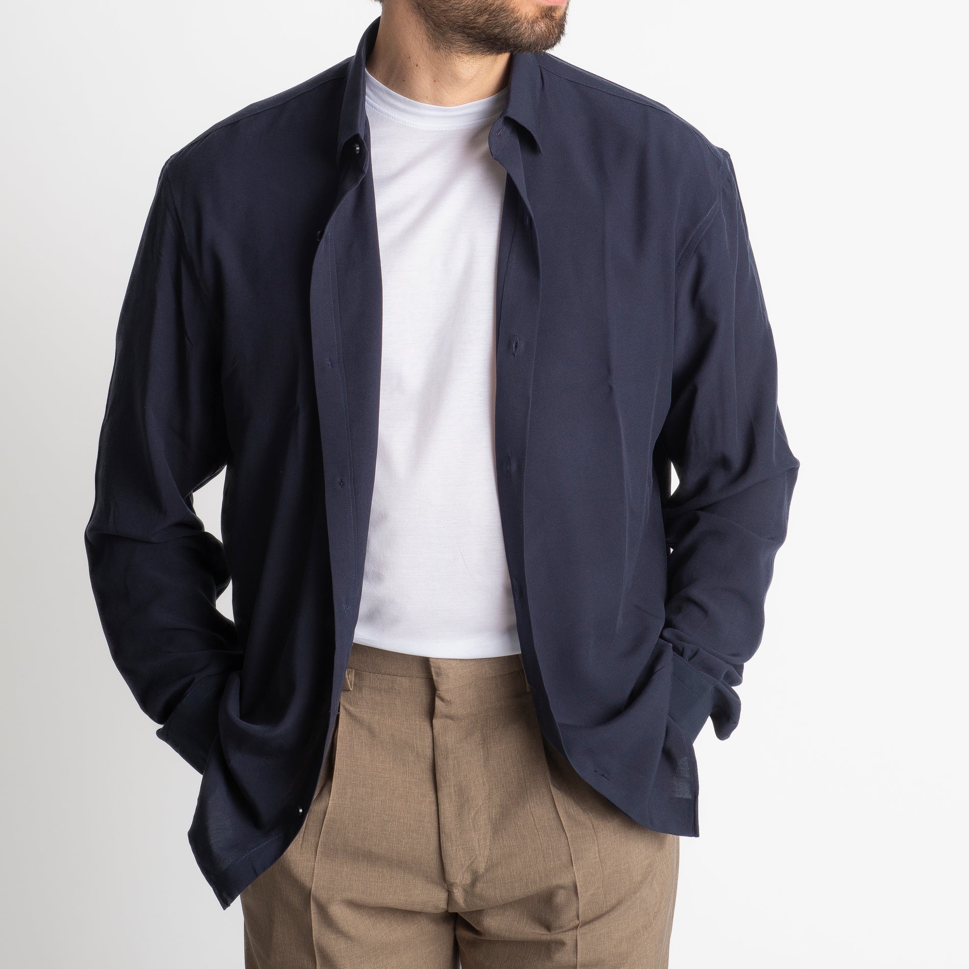 Camicia in Viscosa Over Blu