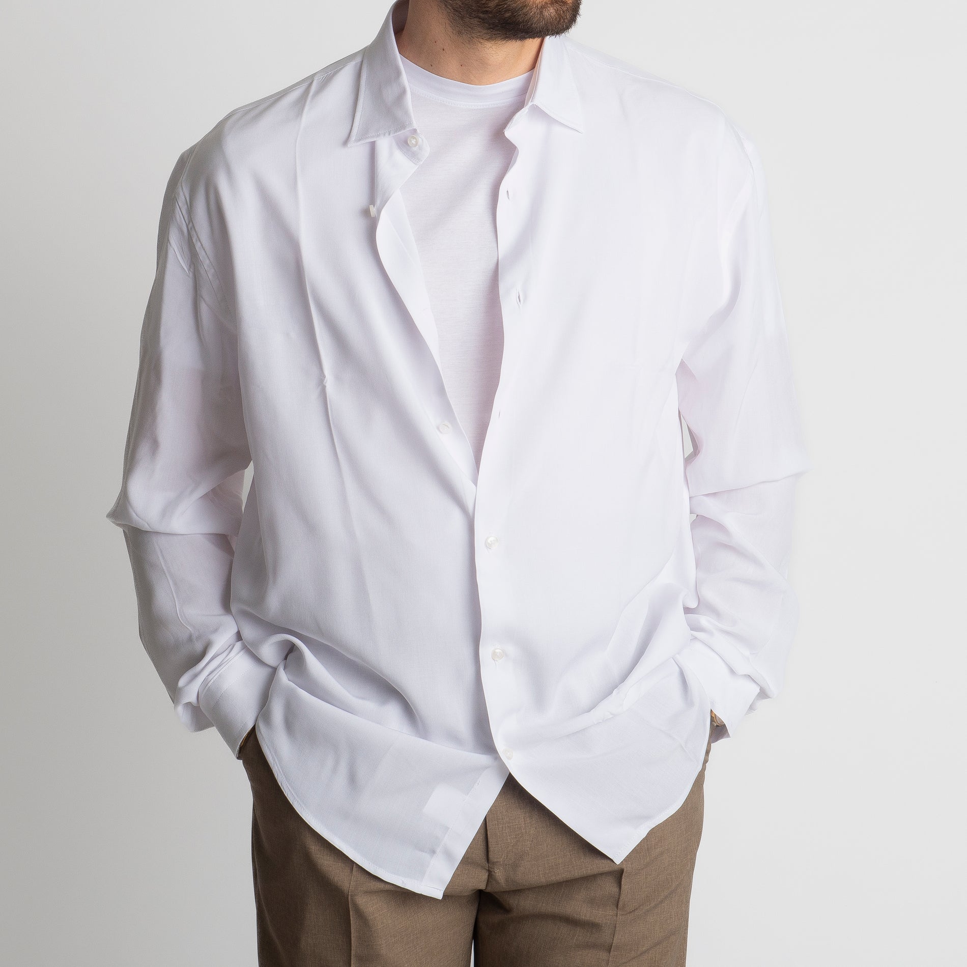 Camicia in Viscosa Over Bianco