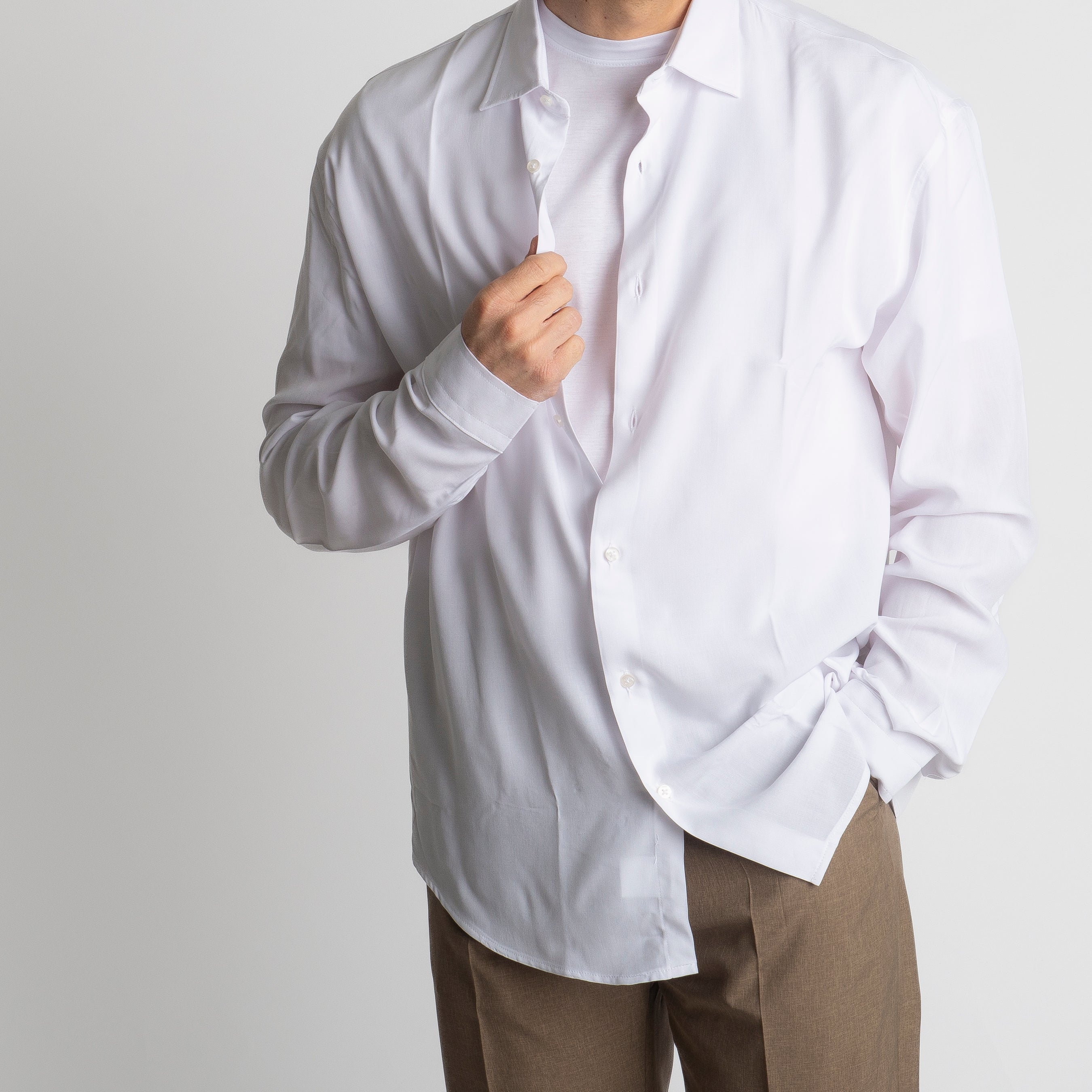 Camicia in Viscosa Over Bianco