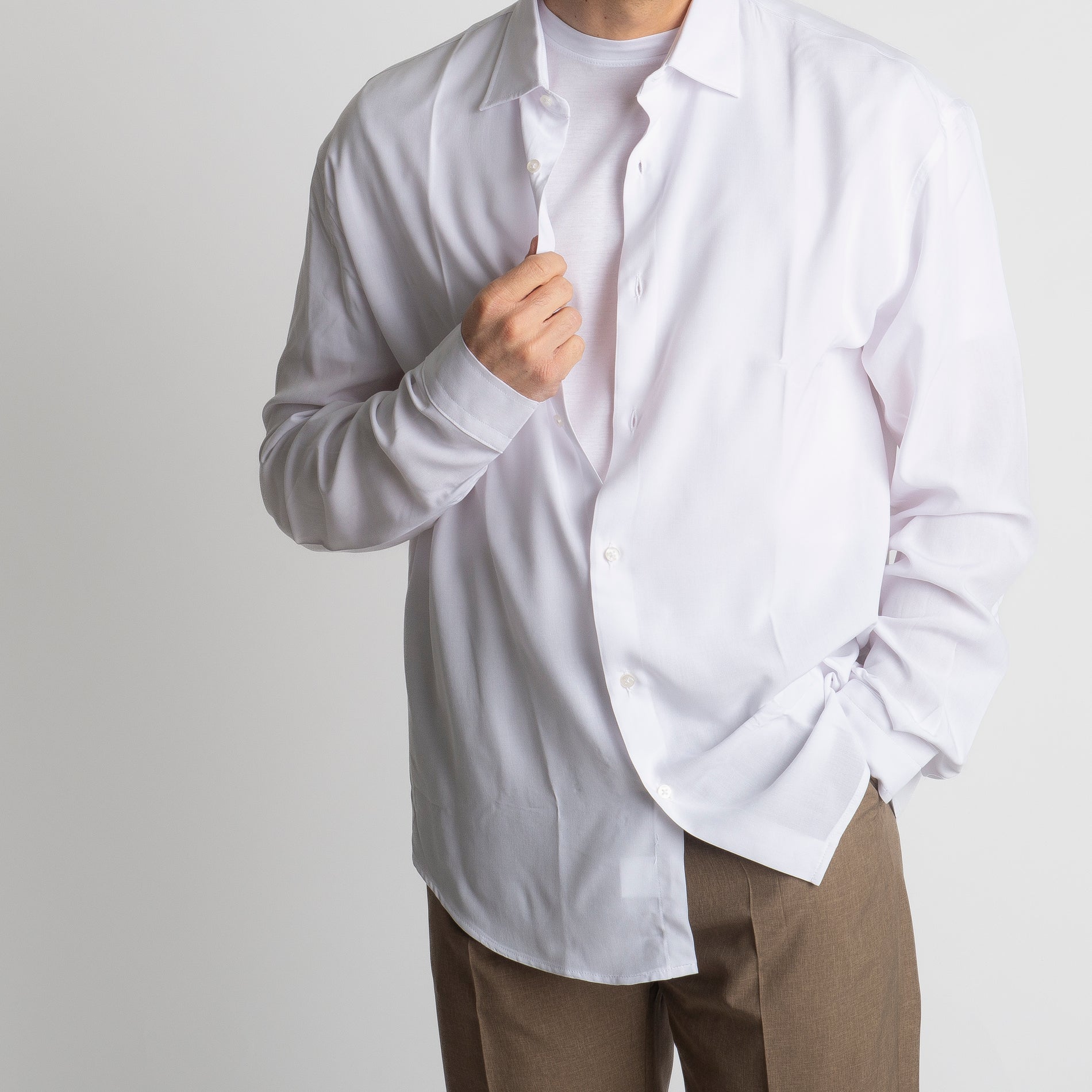 Camicia in Viscosa Over Bianco