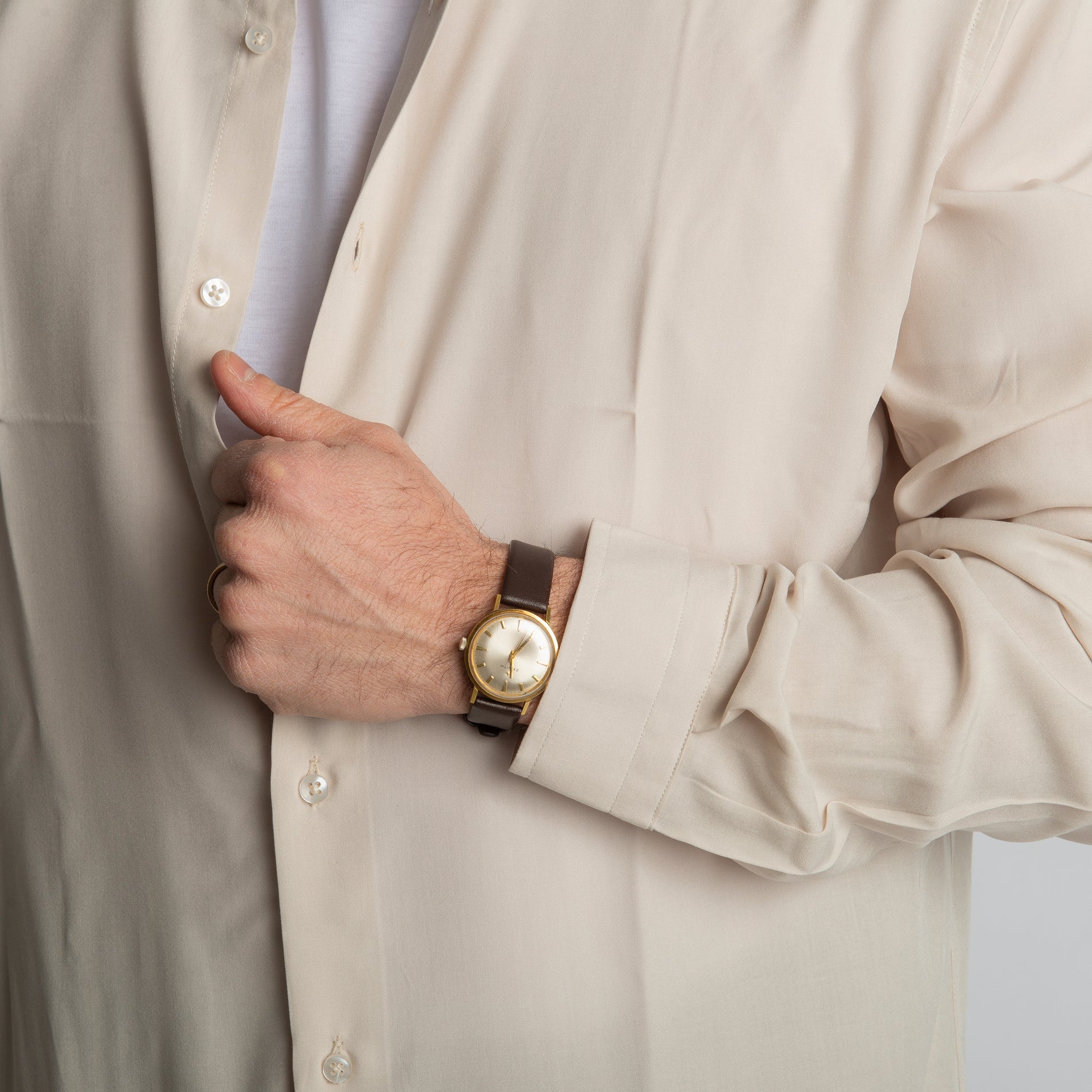 Camicia in Viscosa Over Beige