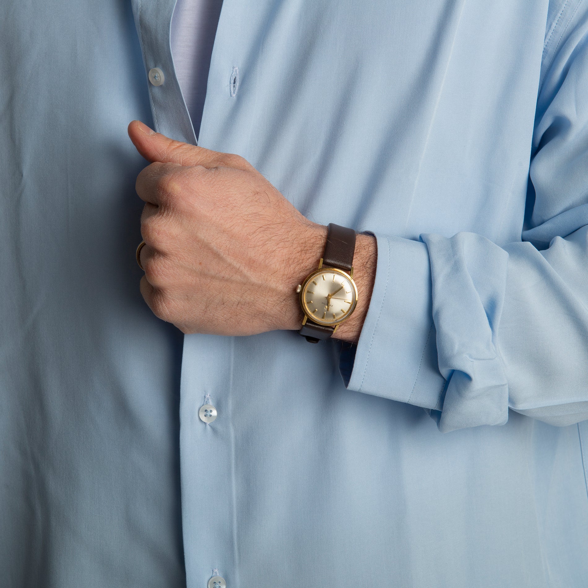 Camicia in Viscosa Over Celeste