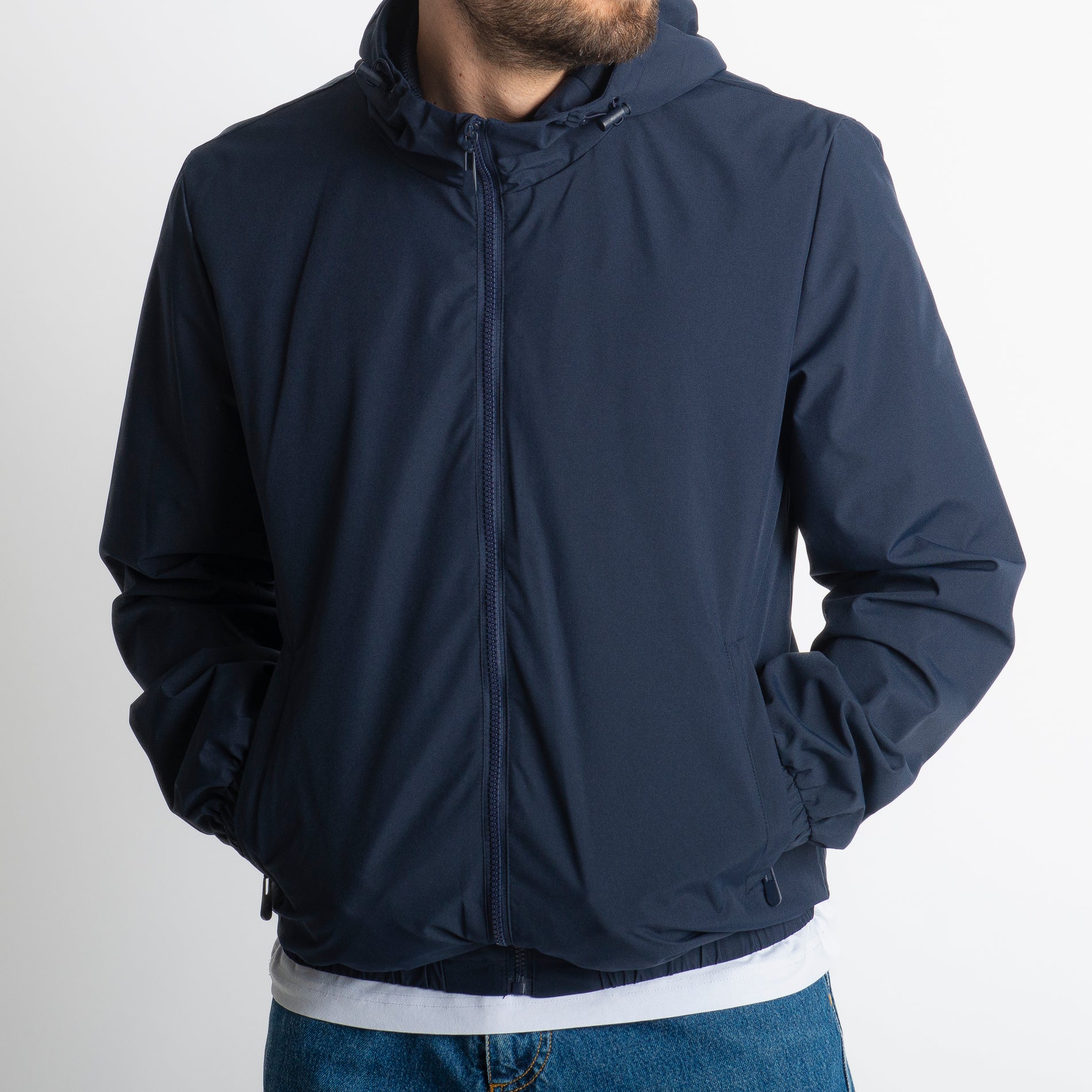 Giacca Antivento con Cappuccio Blu