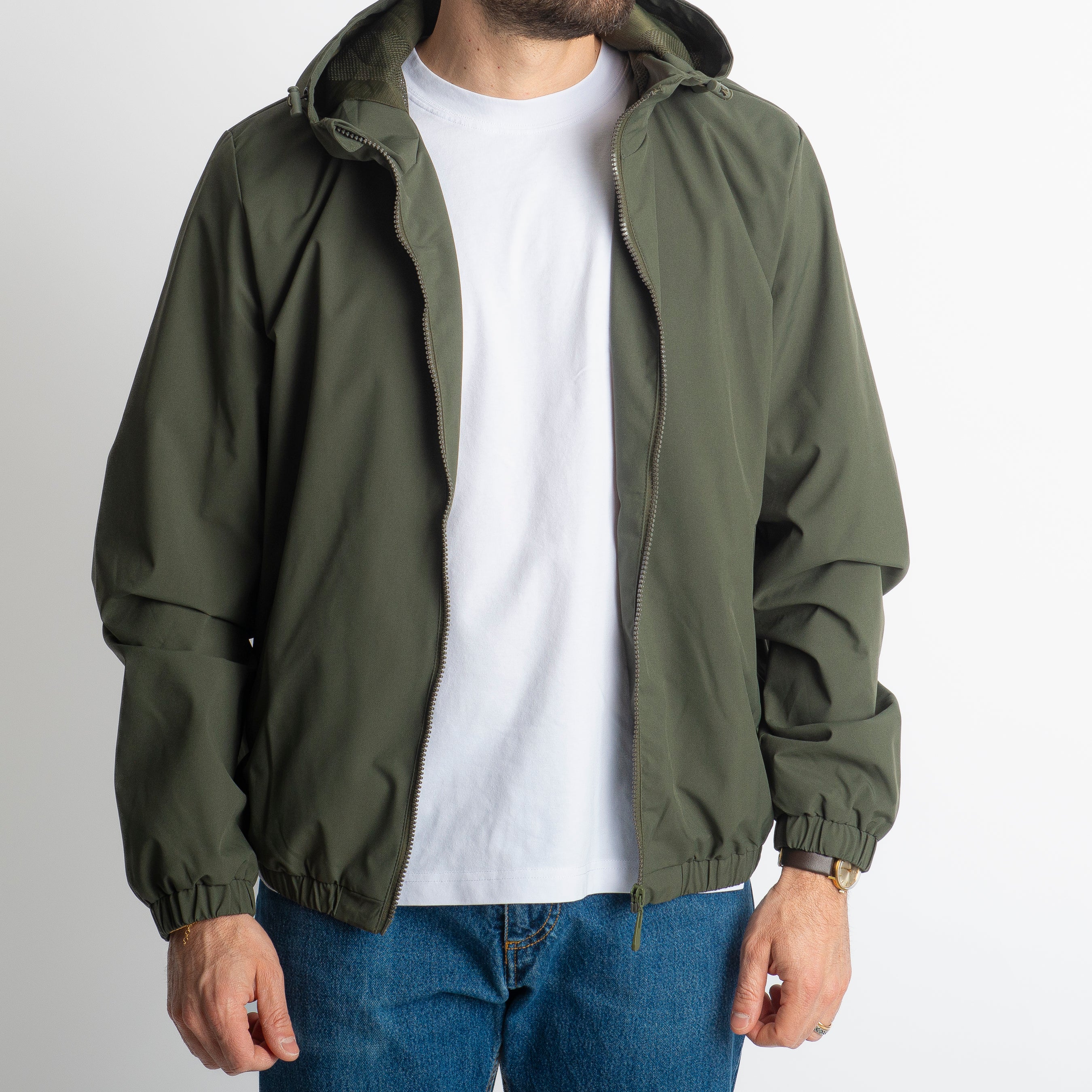 Giacca Antivento con Cappuccio Verde