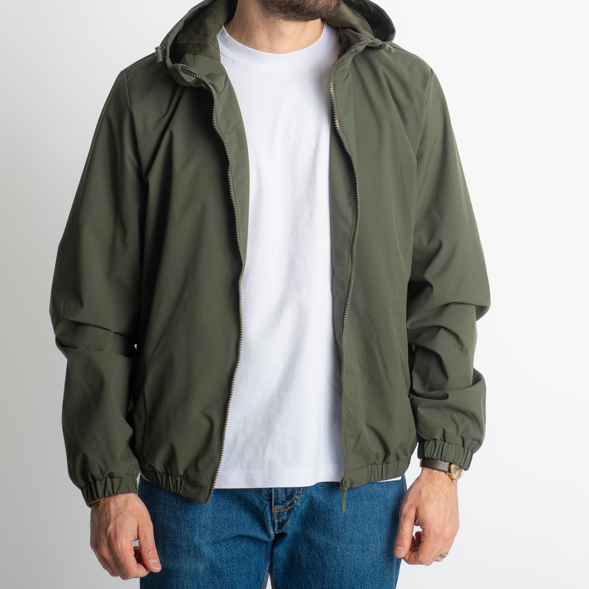 Giacca Antivento con Cappuccio Verde