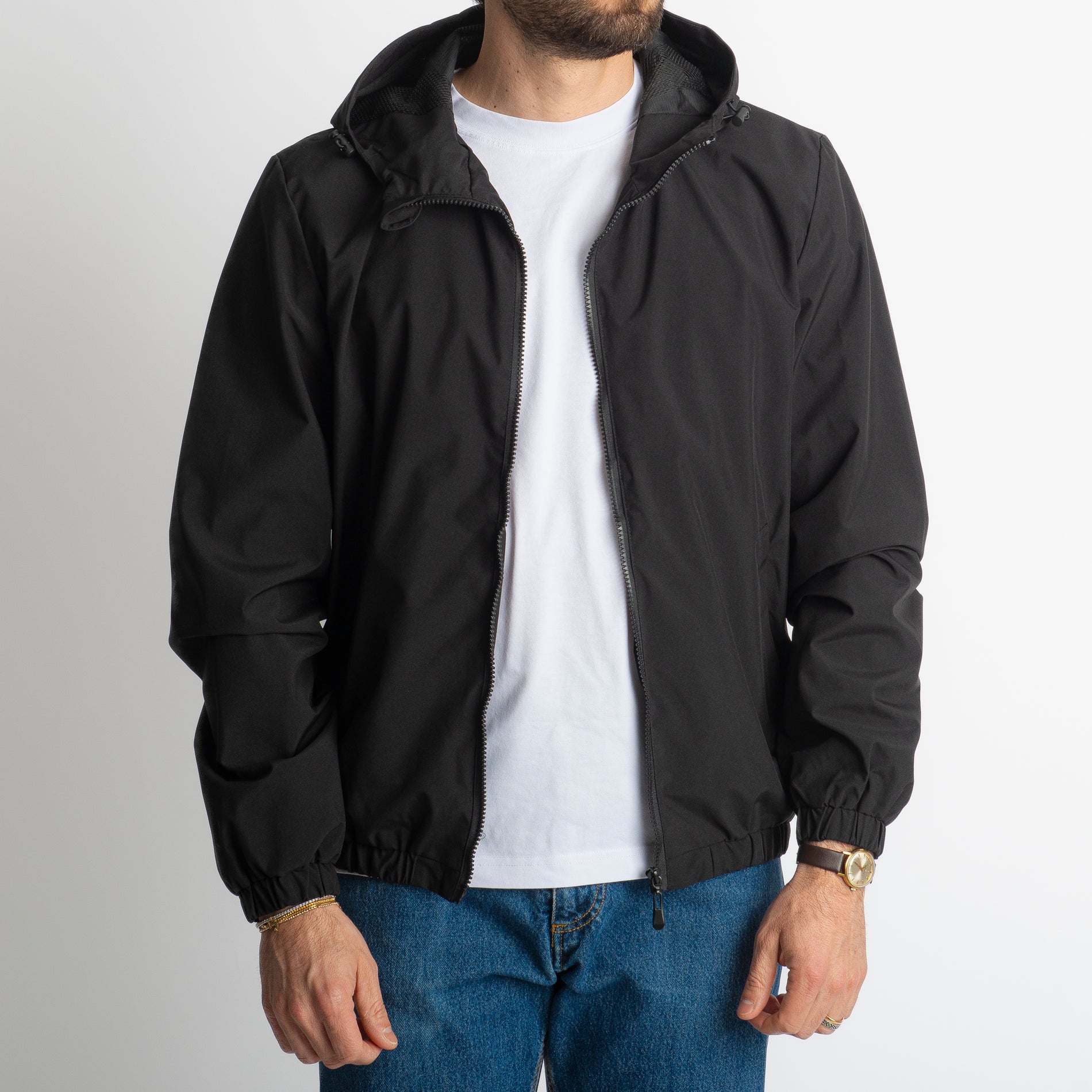 Giacca Antivento con Cappuccio Nero