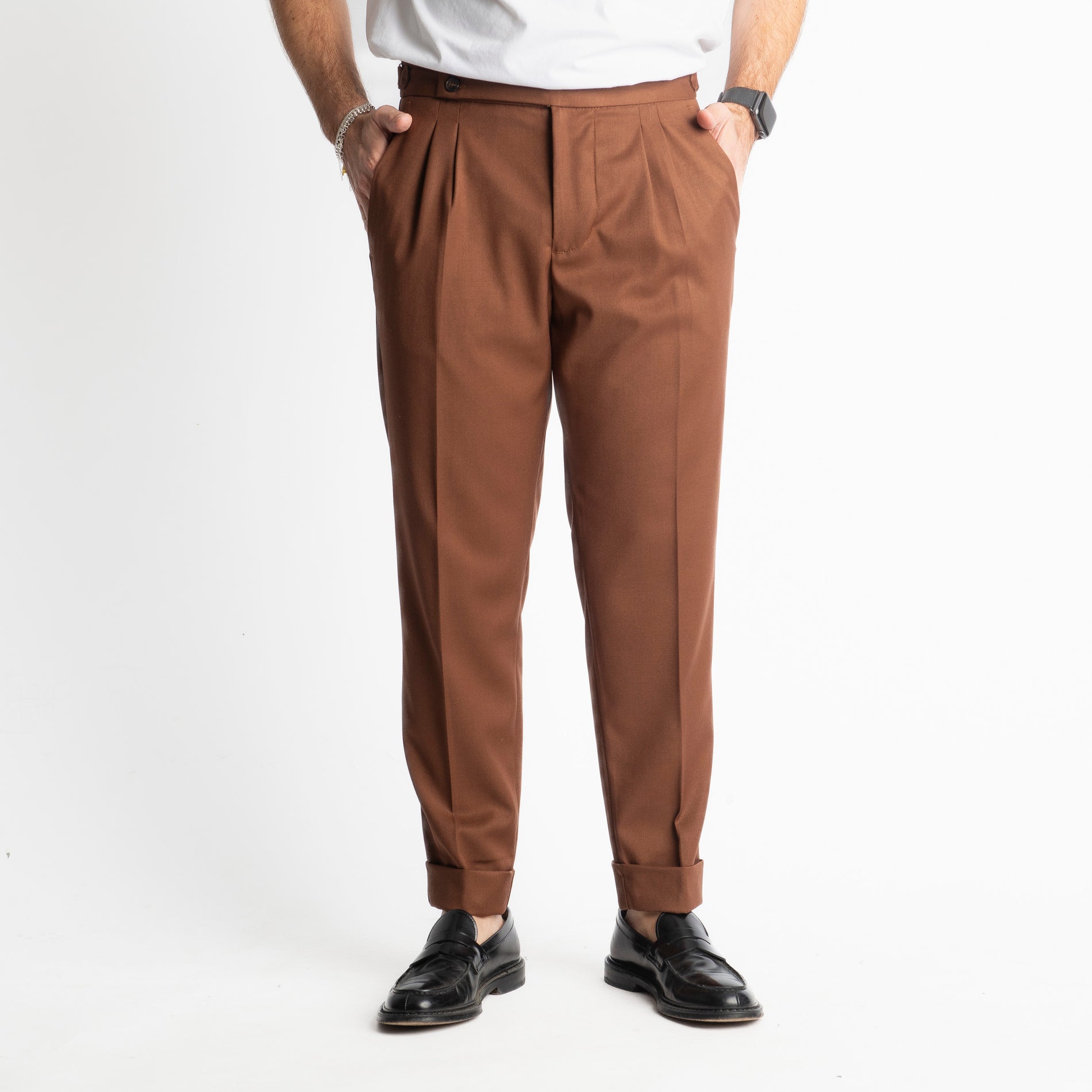 Pantalone Pisa Con Fibbia Tabacco