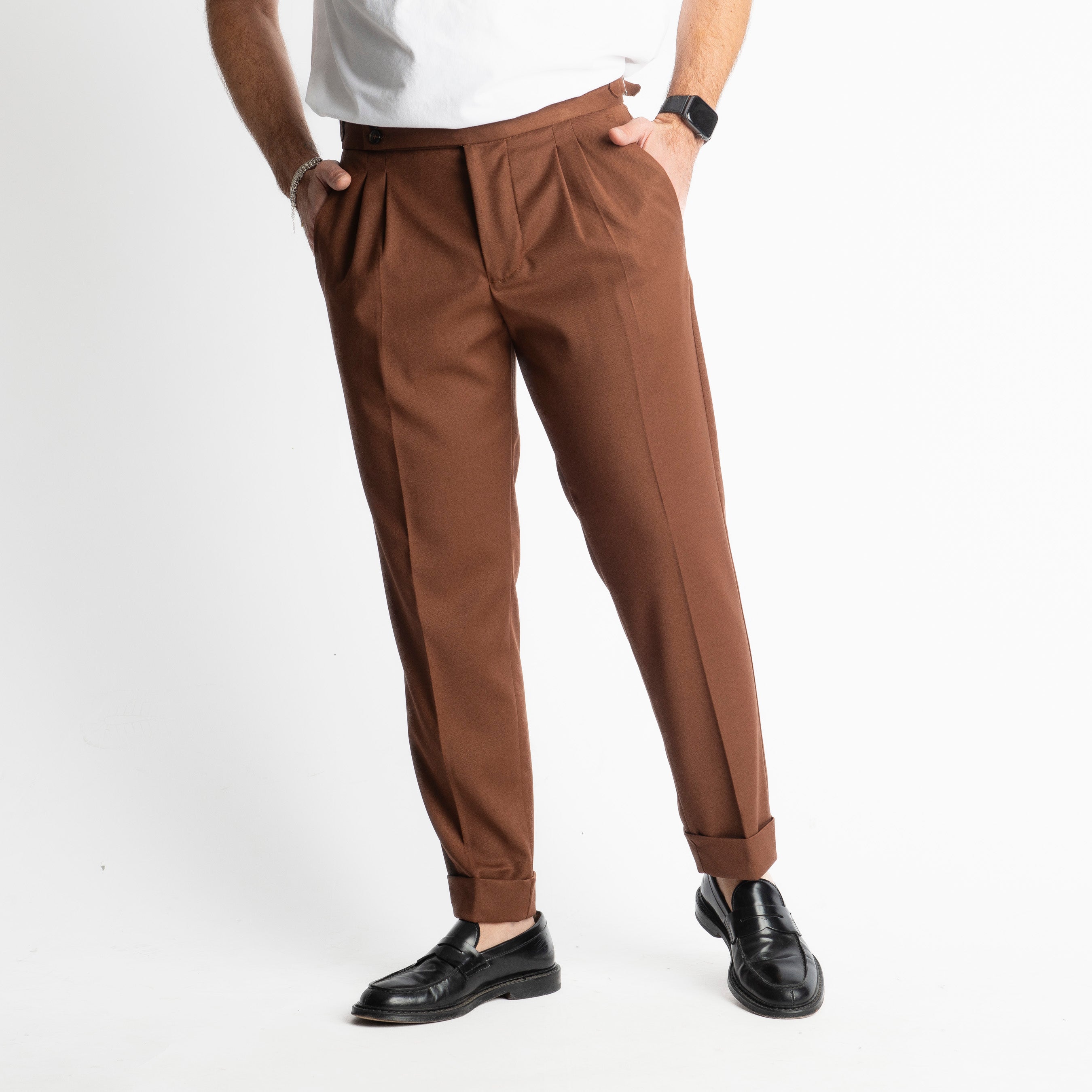 Pantalone Pisa Con Fibbia Tabacco