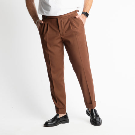 Pantalone Pisa Con Fibbia Tabacco