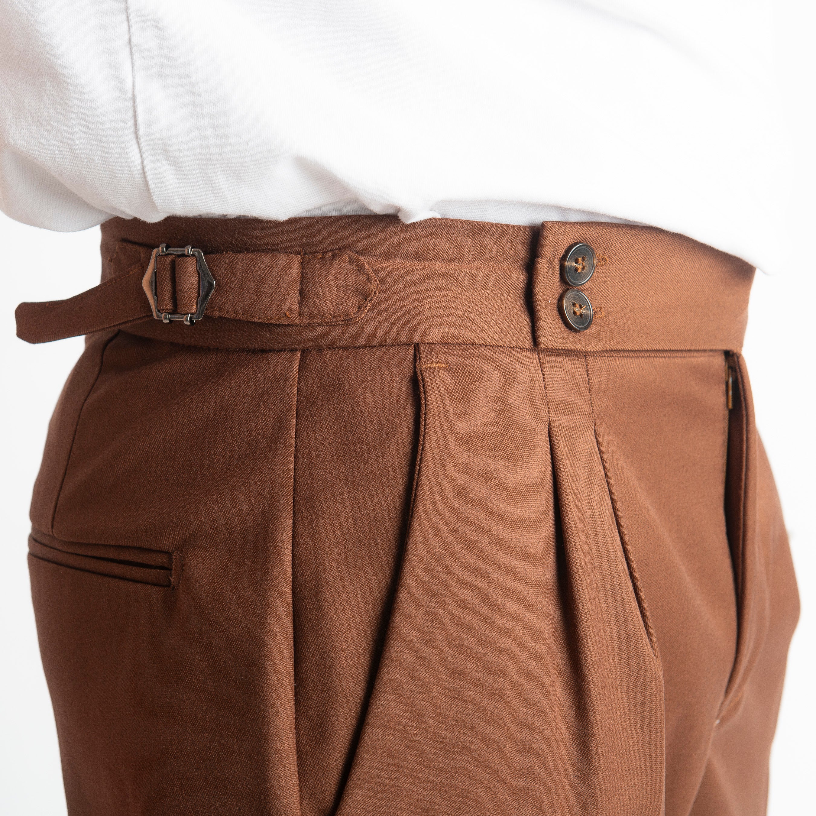 Pantalone Pisa Con Fibbia Tabacco