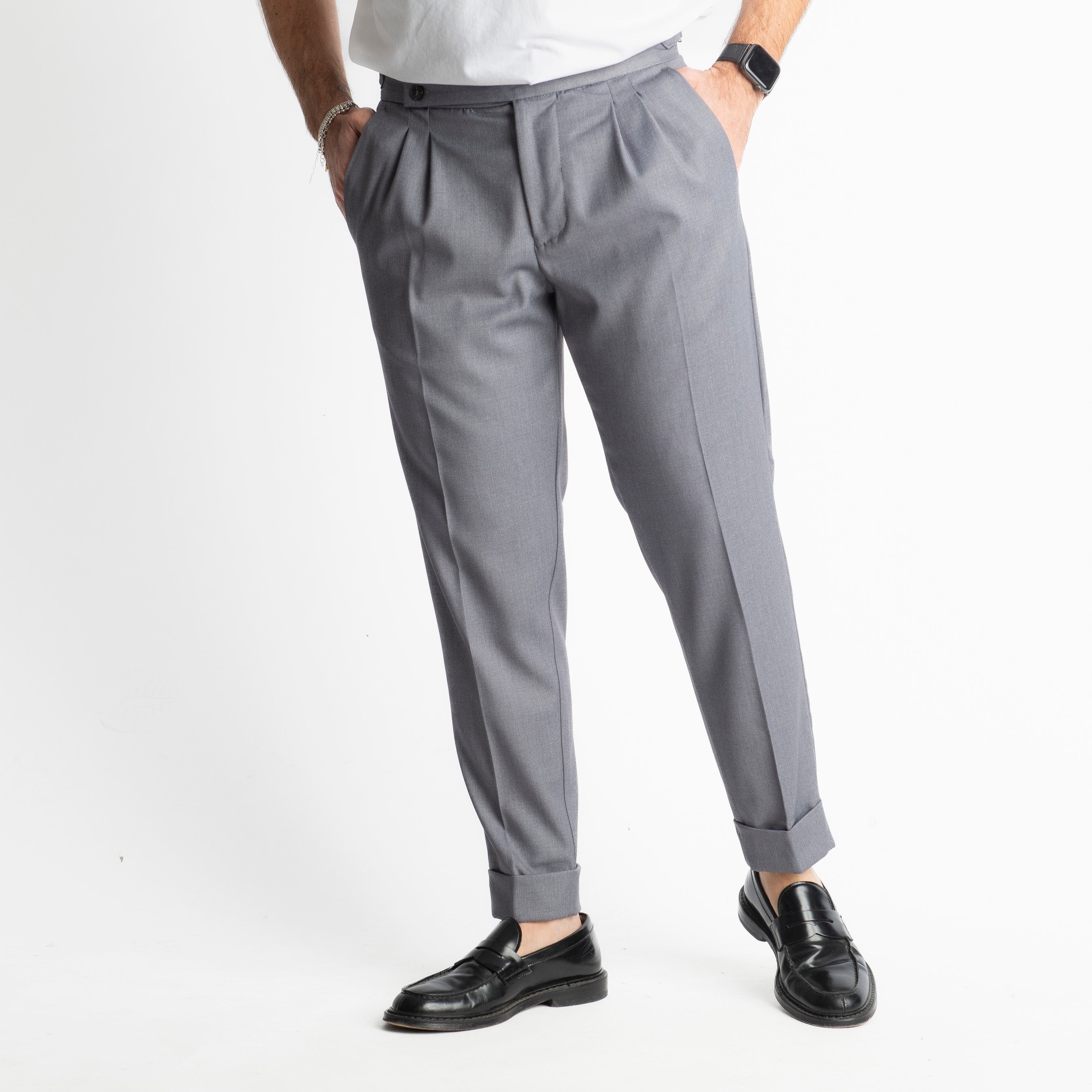 Pantalone Pisa Con Fibbia Grigio