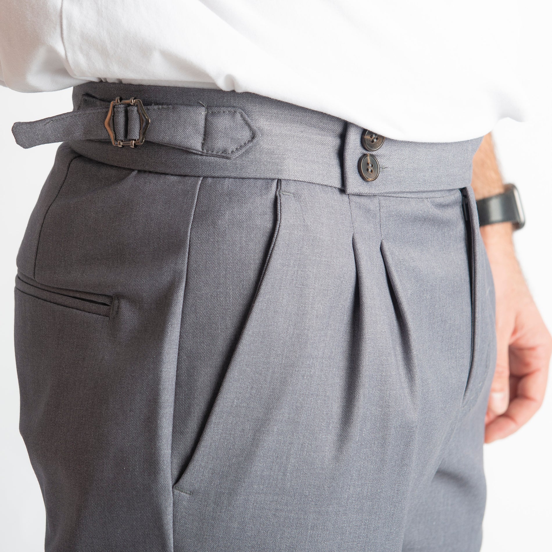 Pantalone Pisa Con Fibbia Grigio