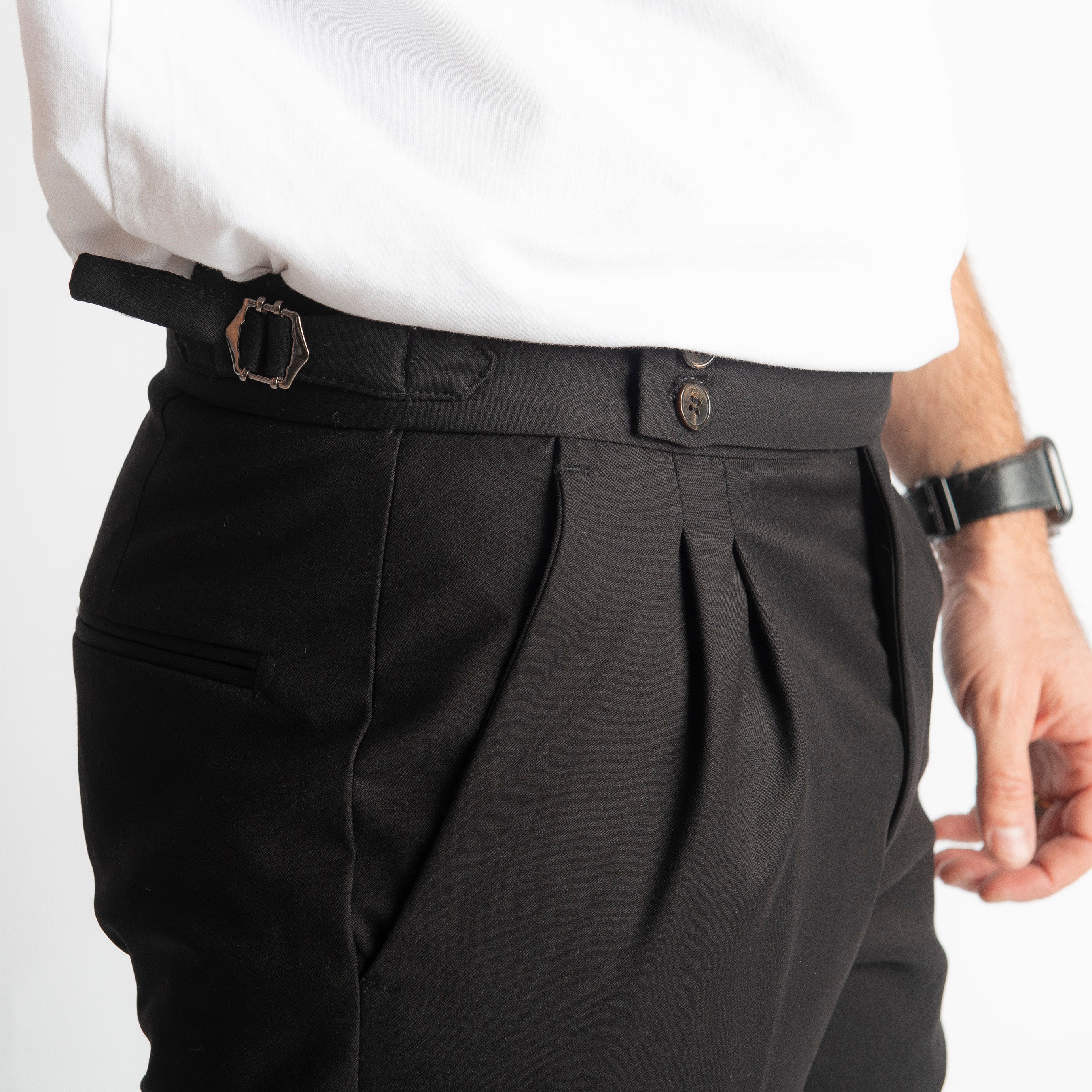 Pantalone Pisa Con Fibbia Nero