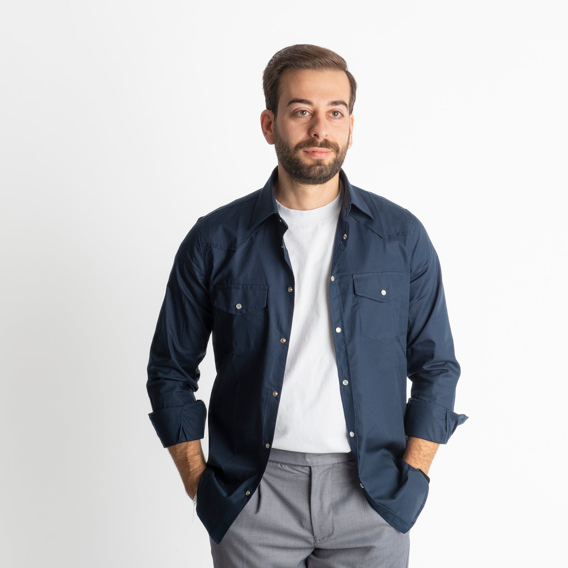 Camicia Texana Blu Notte