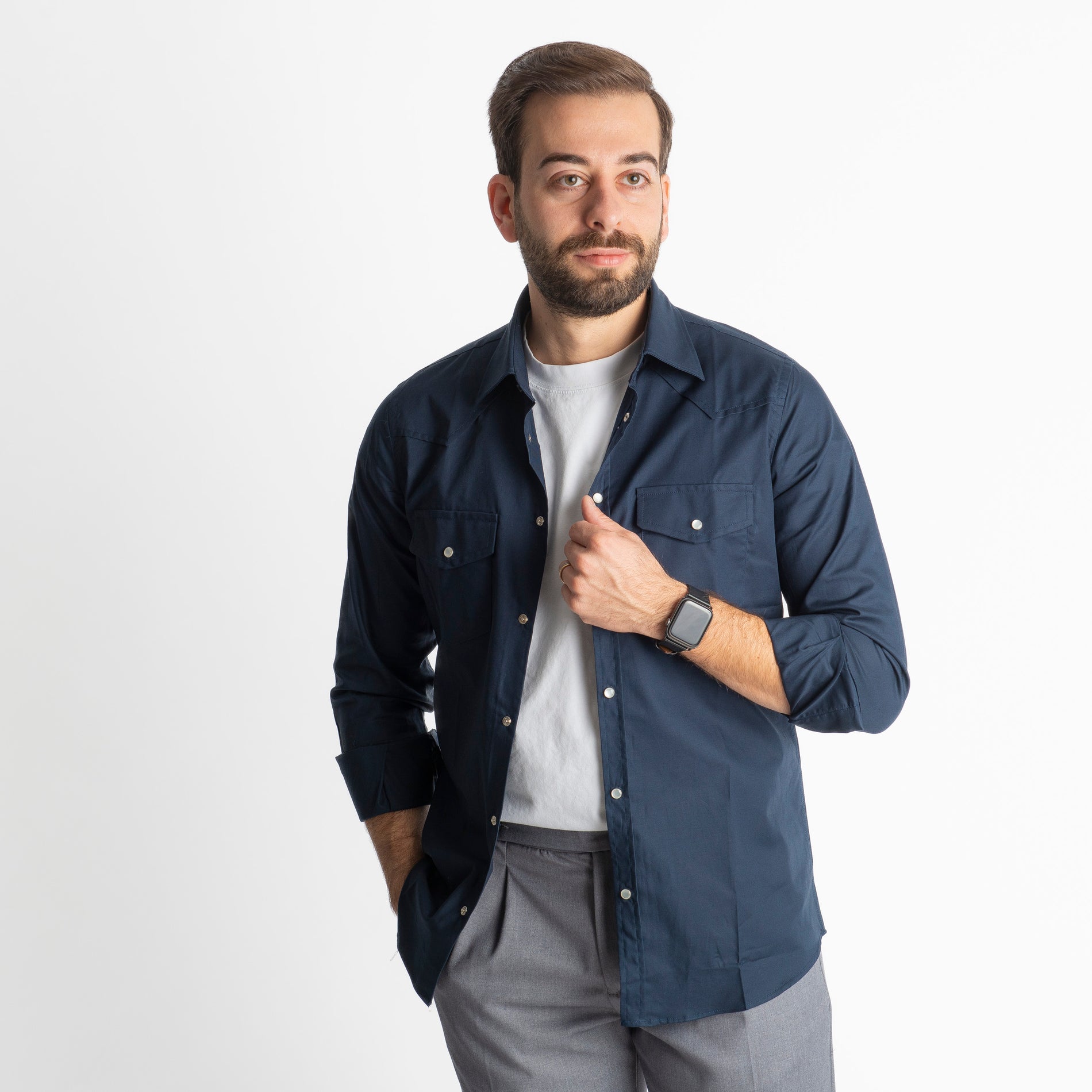 Camicia Texana Blu Notte