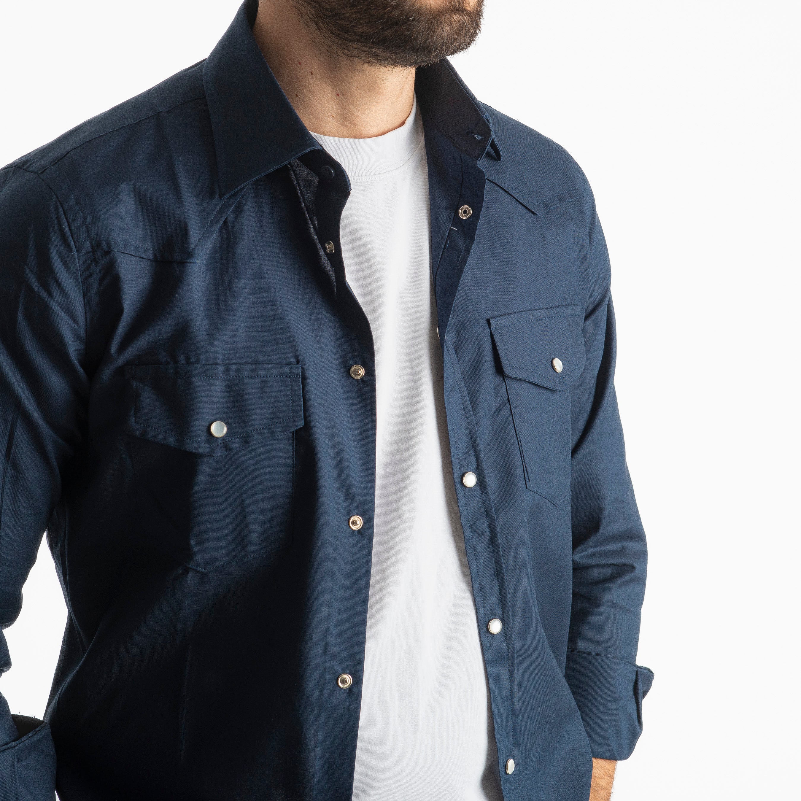 Camicia Texana Blu Notte