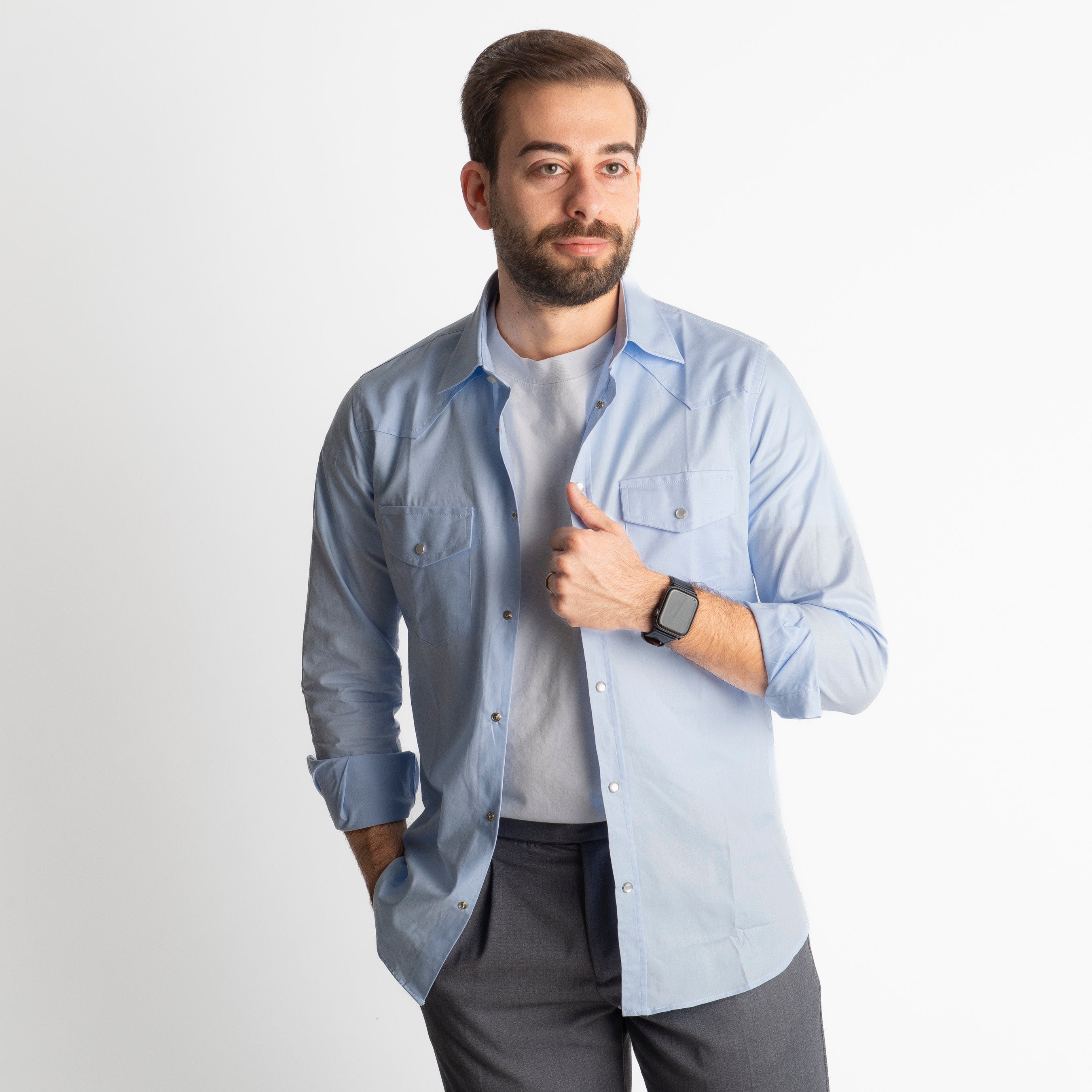 Camicia Texana Celeste