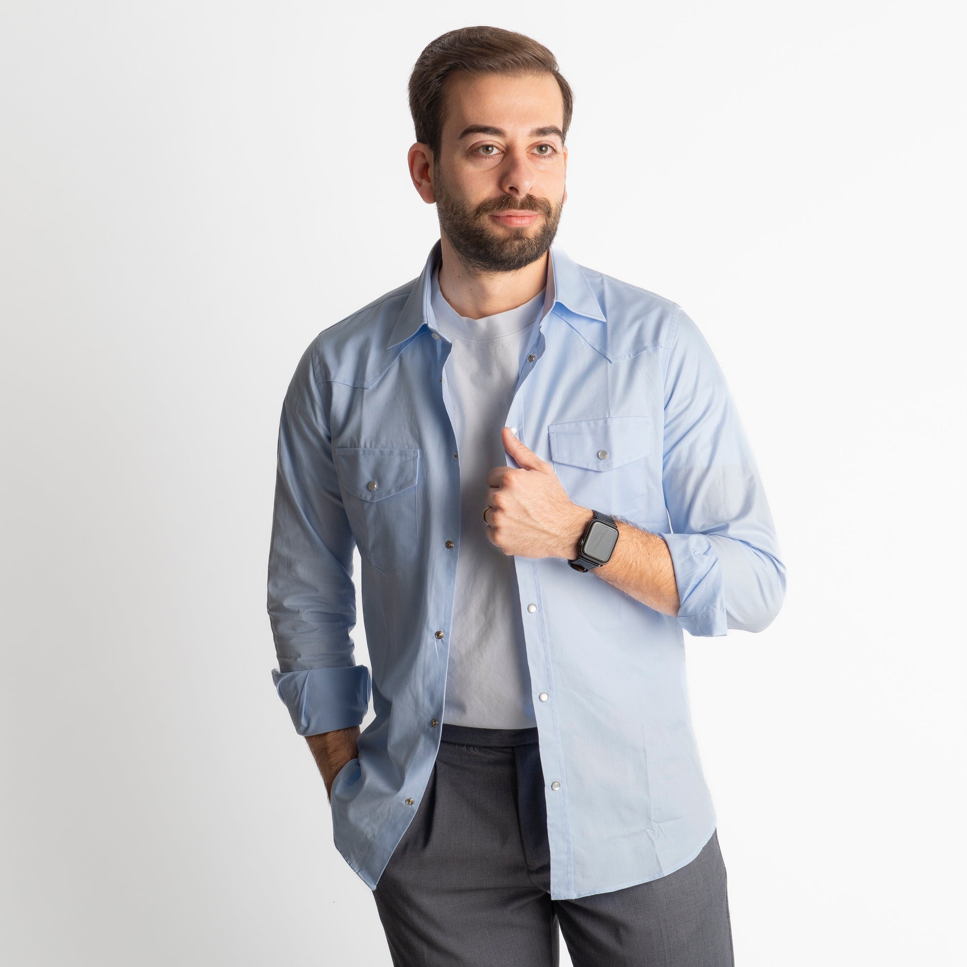 Camicia Texana Celeste