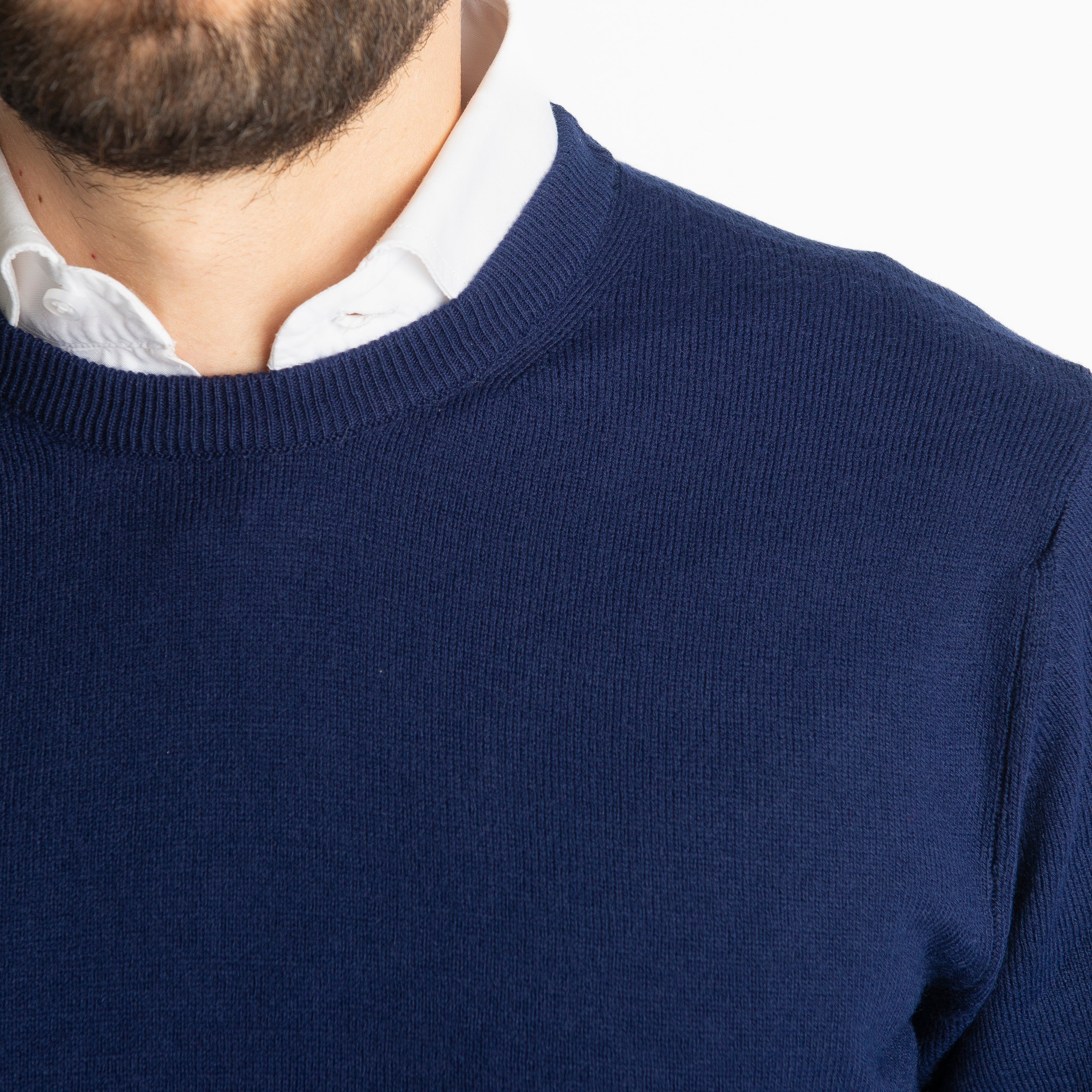 Maglioncino Girocollo In Lana Merinos Blu