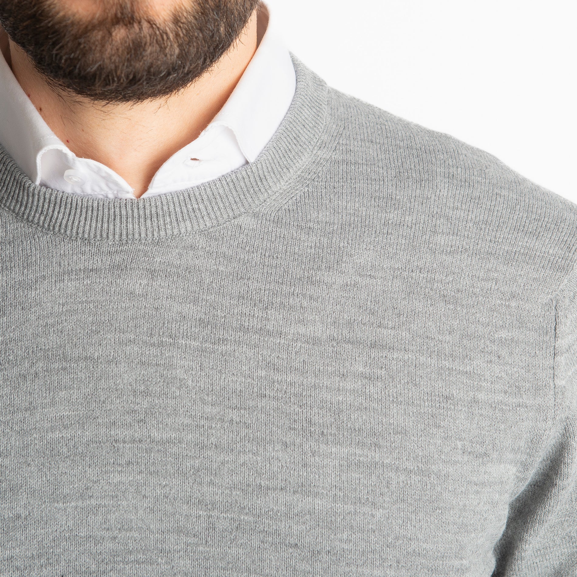 Maglioncino Girocollo In Lana Merinos Grigio