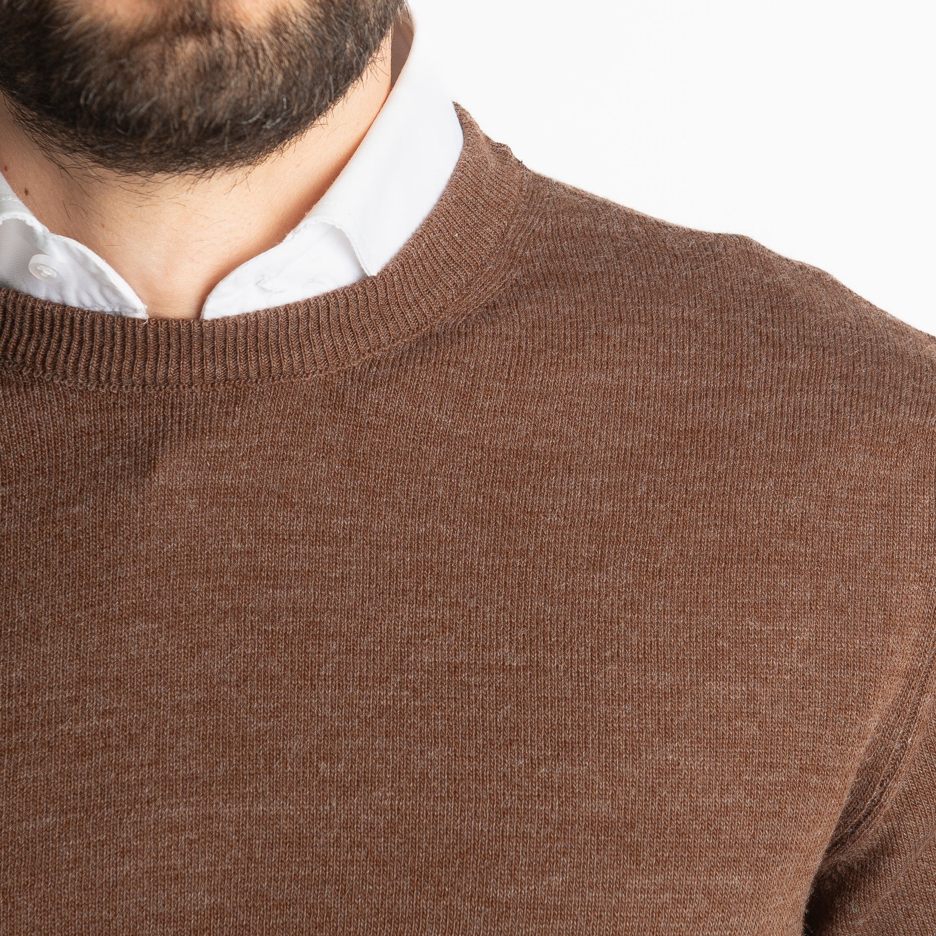 Maglioncino Girocollo In Lana Merinos Testa Di Moro