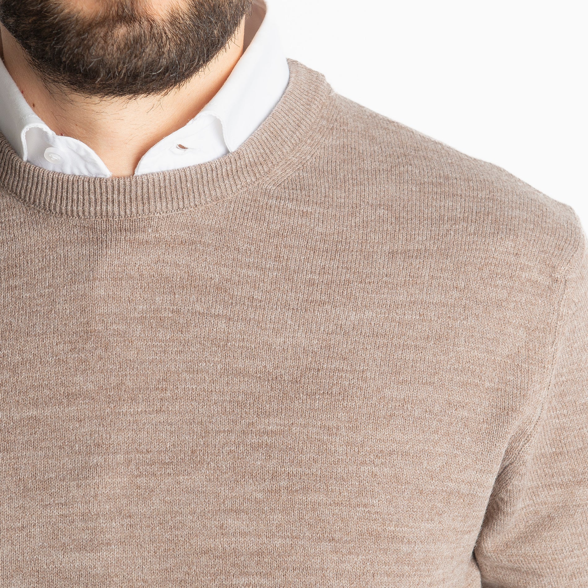 Maglioncino Girocollo In Lana Merinos Fango