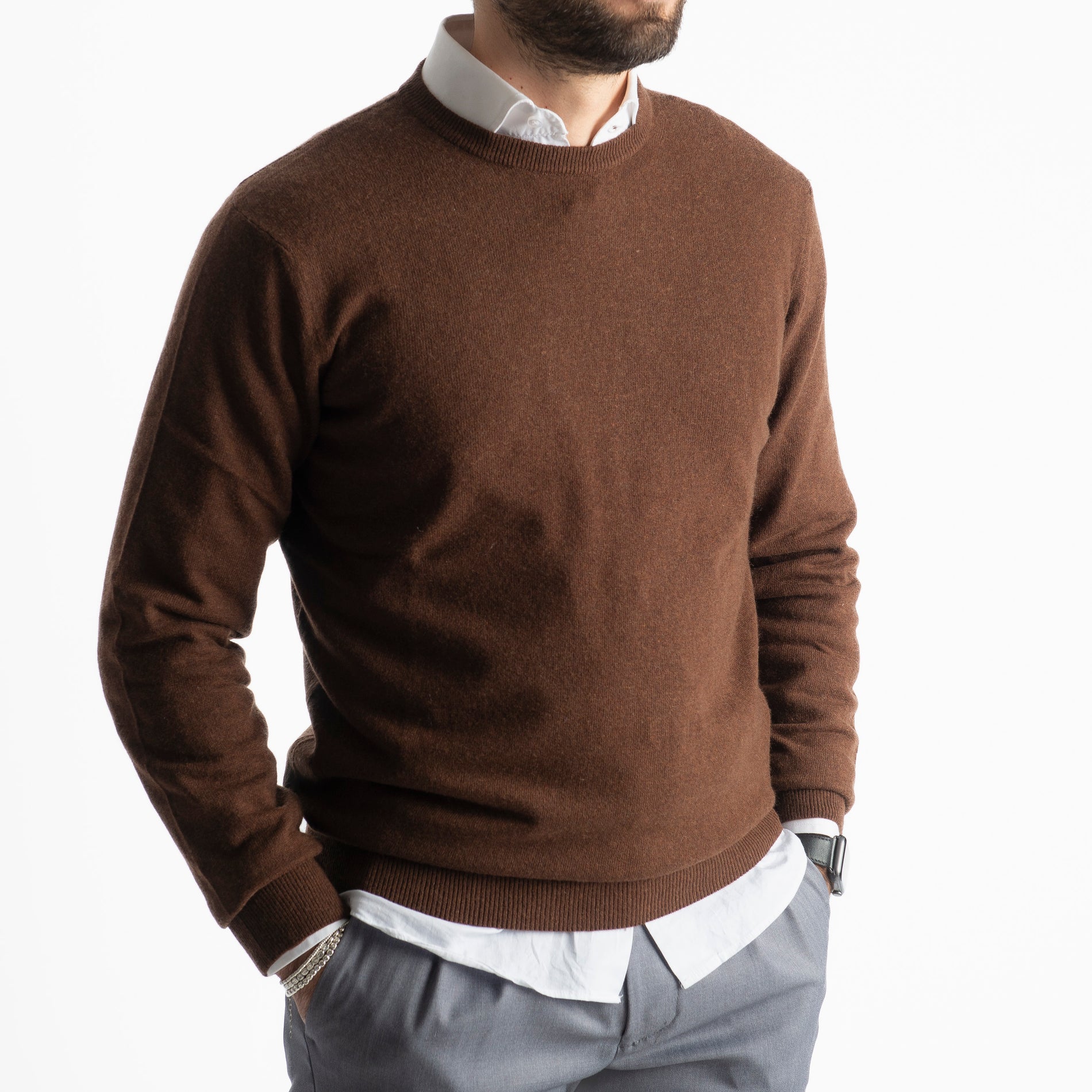 Maglioncino Misto Cashmere Marrone